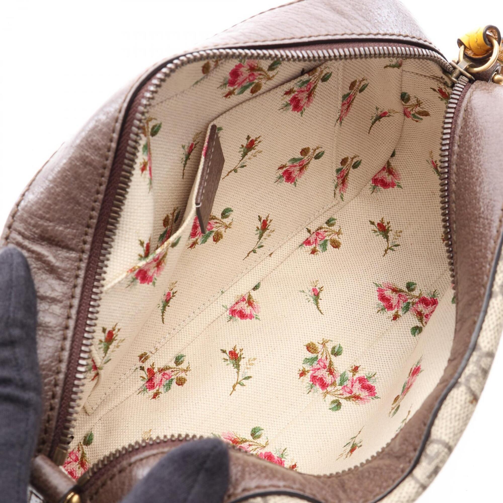 Gucci Sherry Line Beige Brown Multi-Color Coated Canvas Leather Handbag Shoulder Bag (Pre-Owned)
