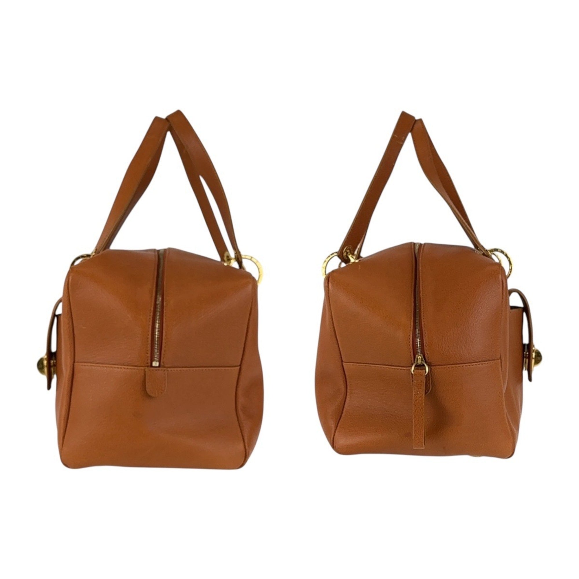 Bvlgari Bvlgari Bvlgari Brown Leather Boston Bag Handbag (Pre-Owned)