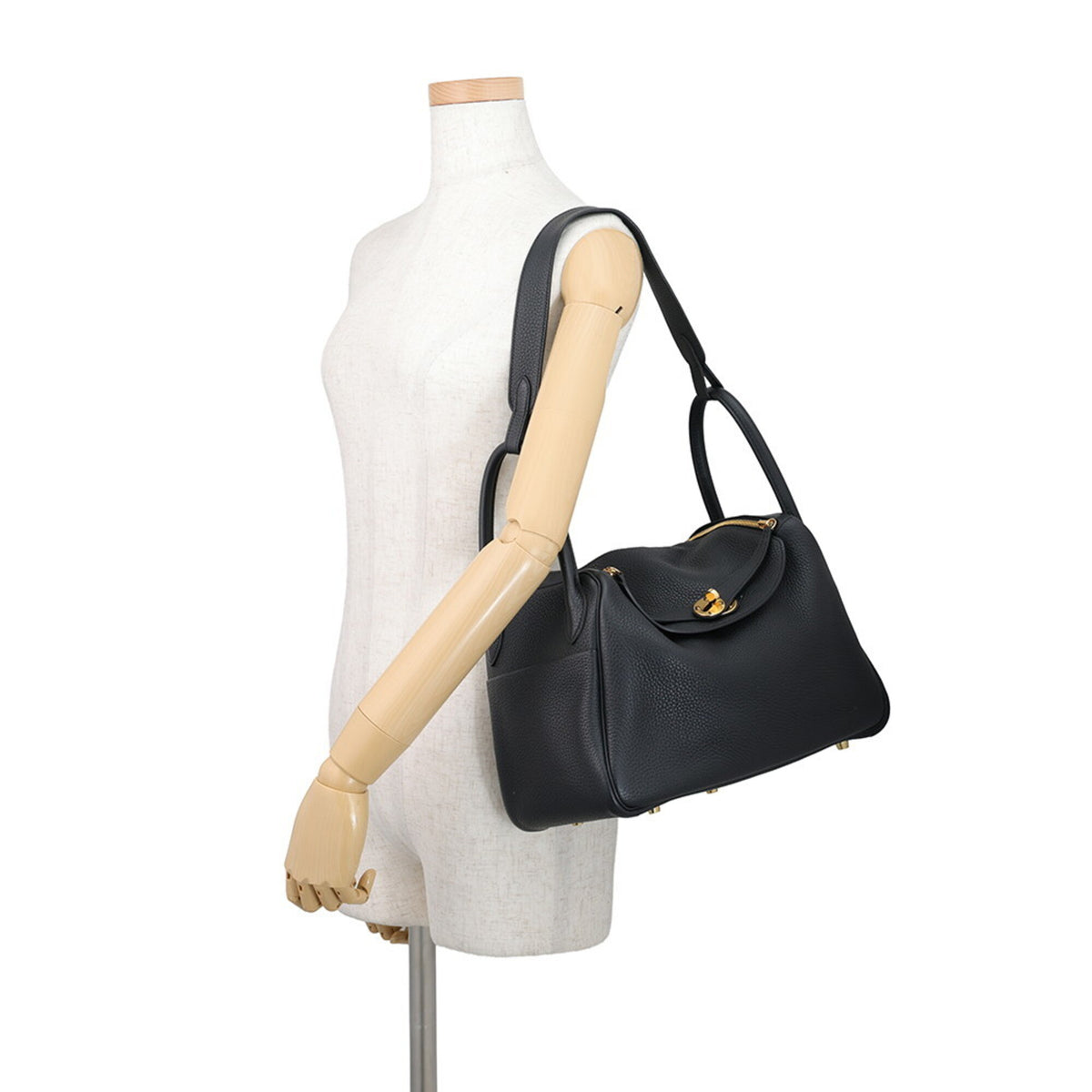 Hermes Black Taurillon Clemence Leather Handbag Shoulder Bag (Pre-Owned)