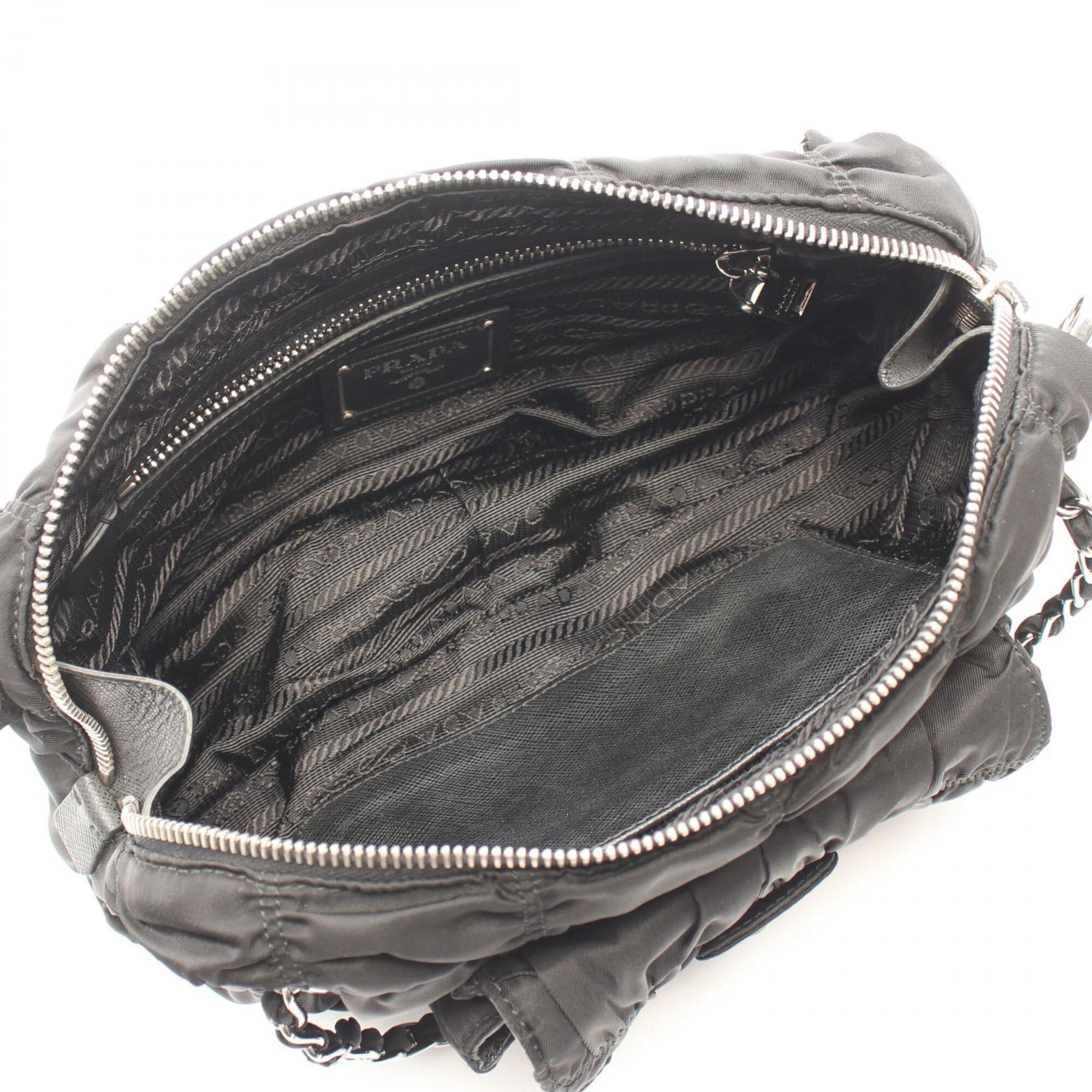 Prada Black Nylon Leather Handbag (Pre-Owned)