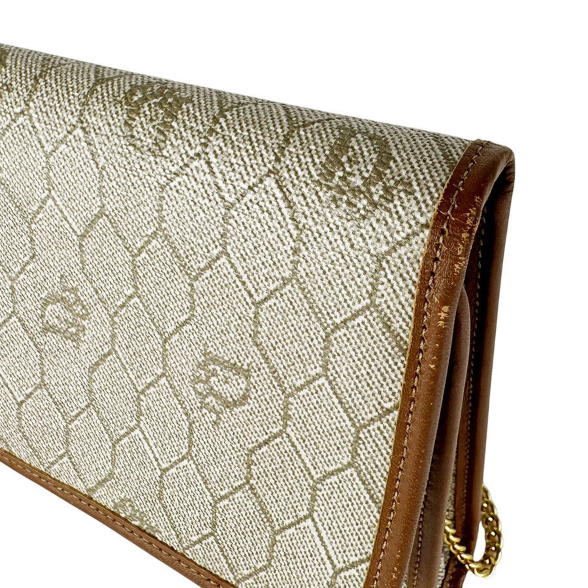 Christian Dior Brown Coated Canvas Leather Shoulder Bag (Pre-Owned)