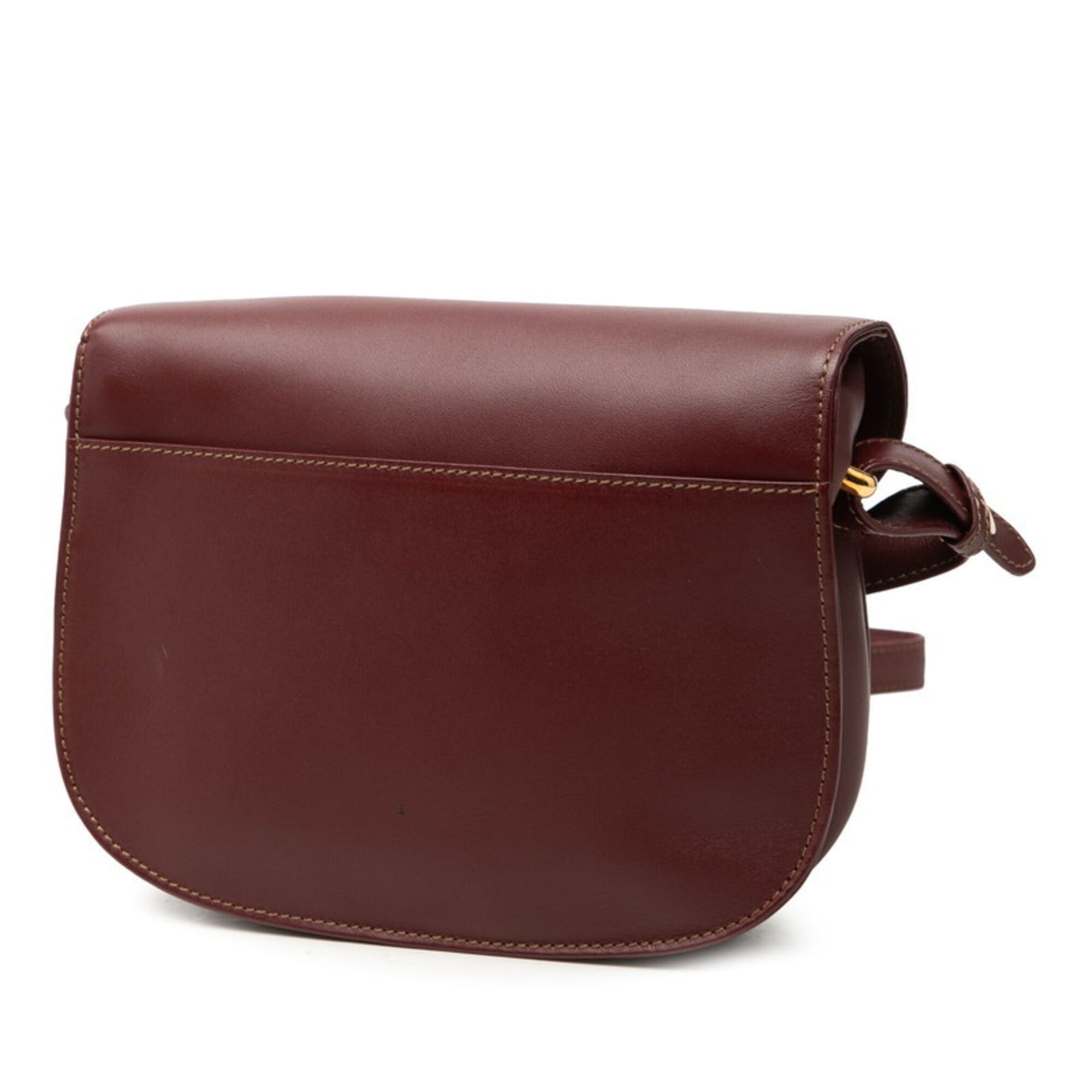 Cartier Bordeaux Wine Red Leather Shoulder Bag (Pre-Owned)