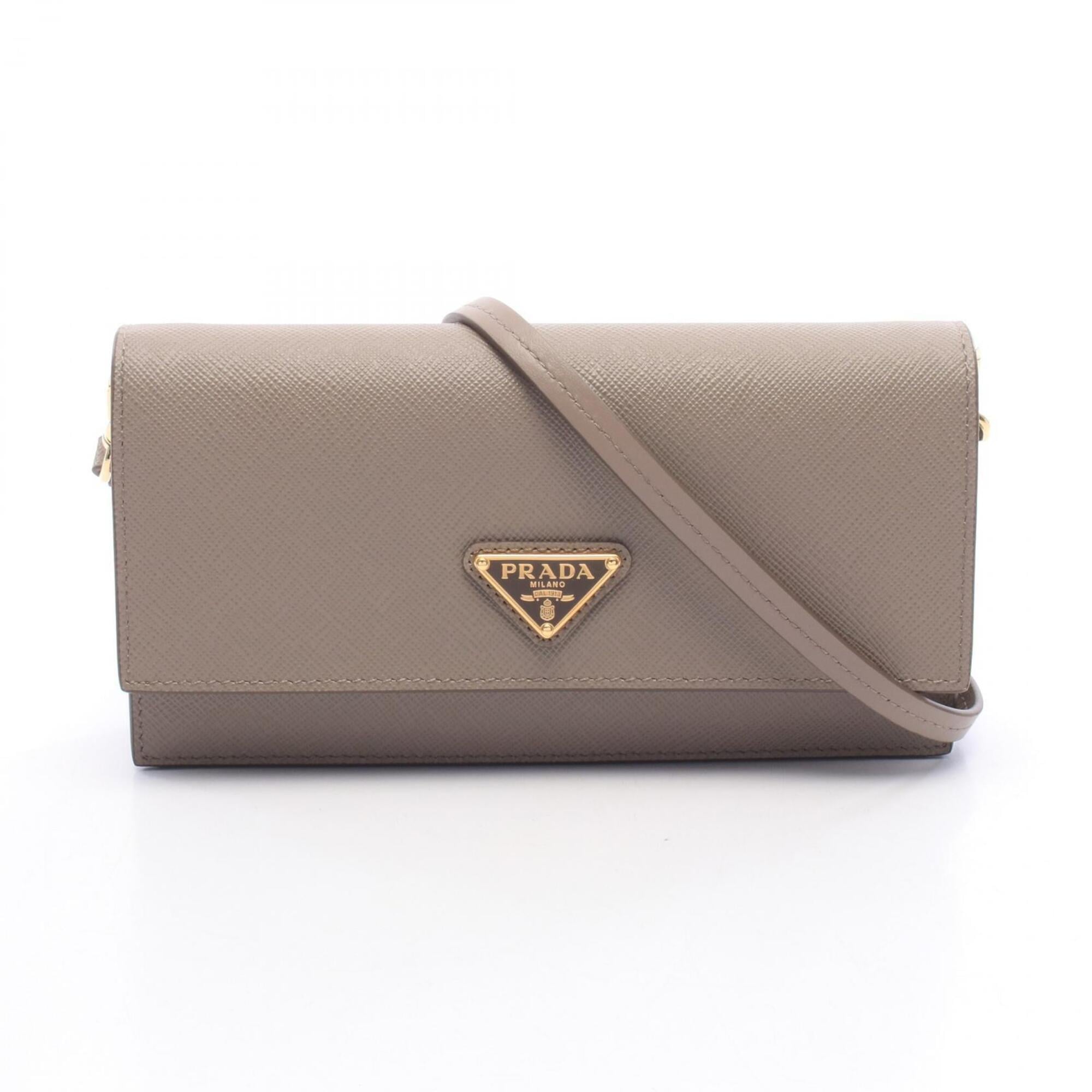 Prada Saffiano Beige Leather Shoulder Bag (Pre-Owned)