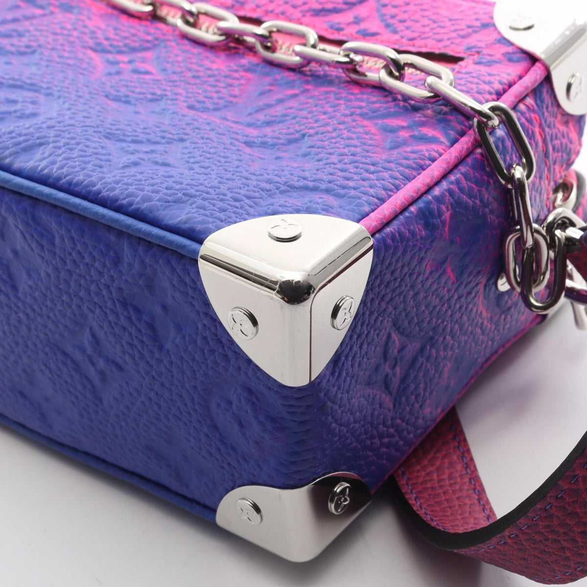 Louis Vuitton Blue Pink Leather Handbag Shoulder Bag (Pre-Owned)