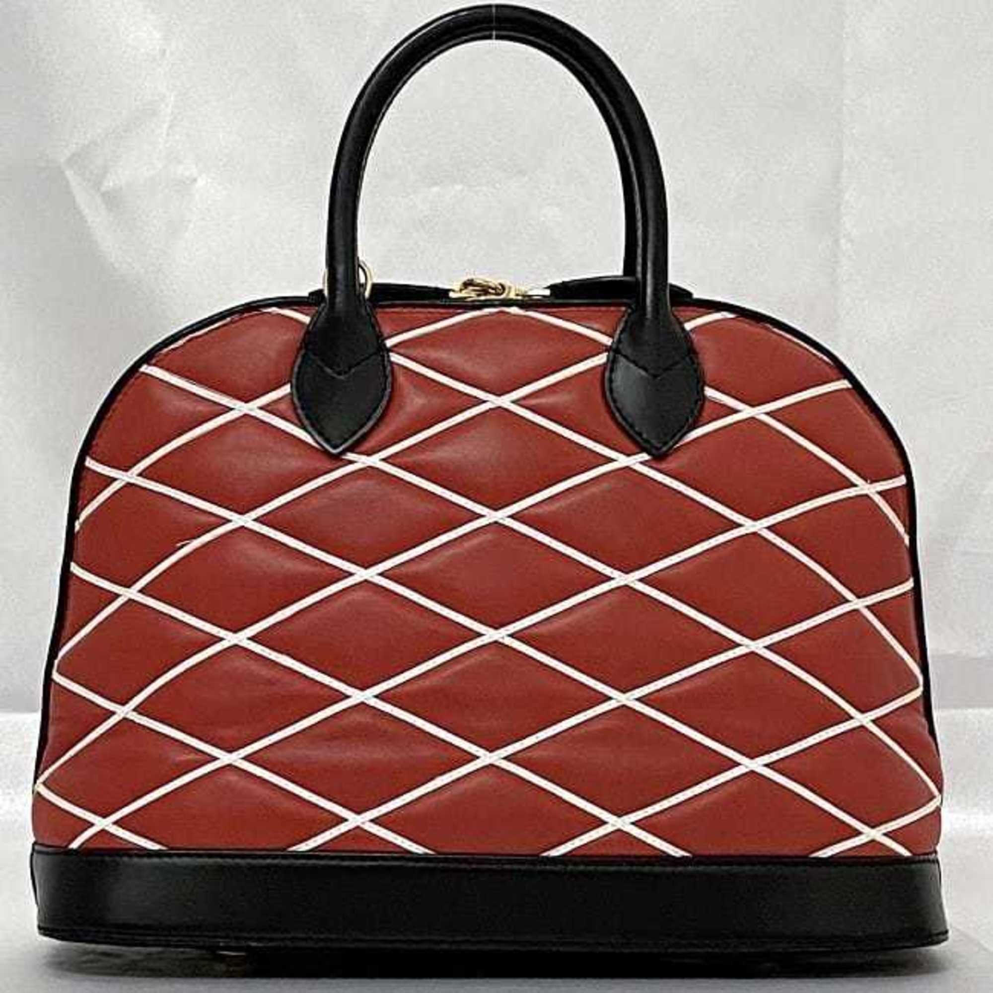Louis Vuitton Black Red Color Leather Handbag Shoulder Bag (Pre-Owned)