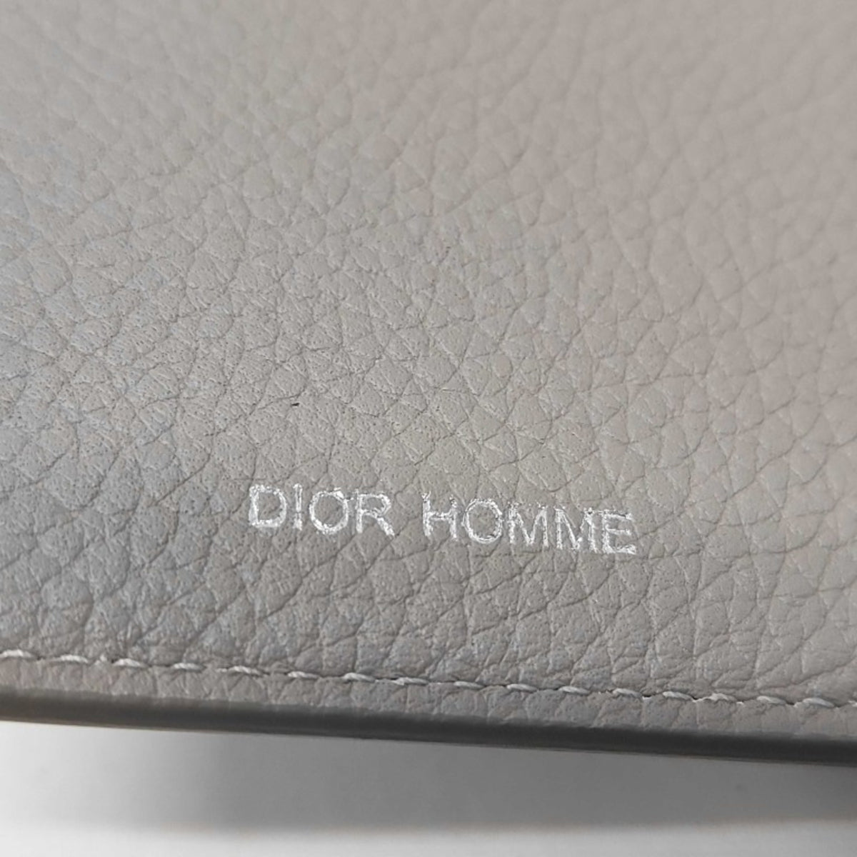 Dior Homme Gray Leather Long Wallet (Bi-Fold) (Pre-Owned)