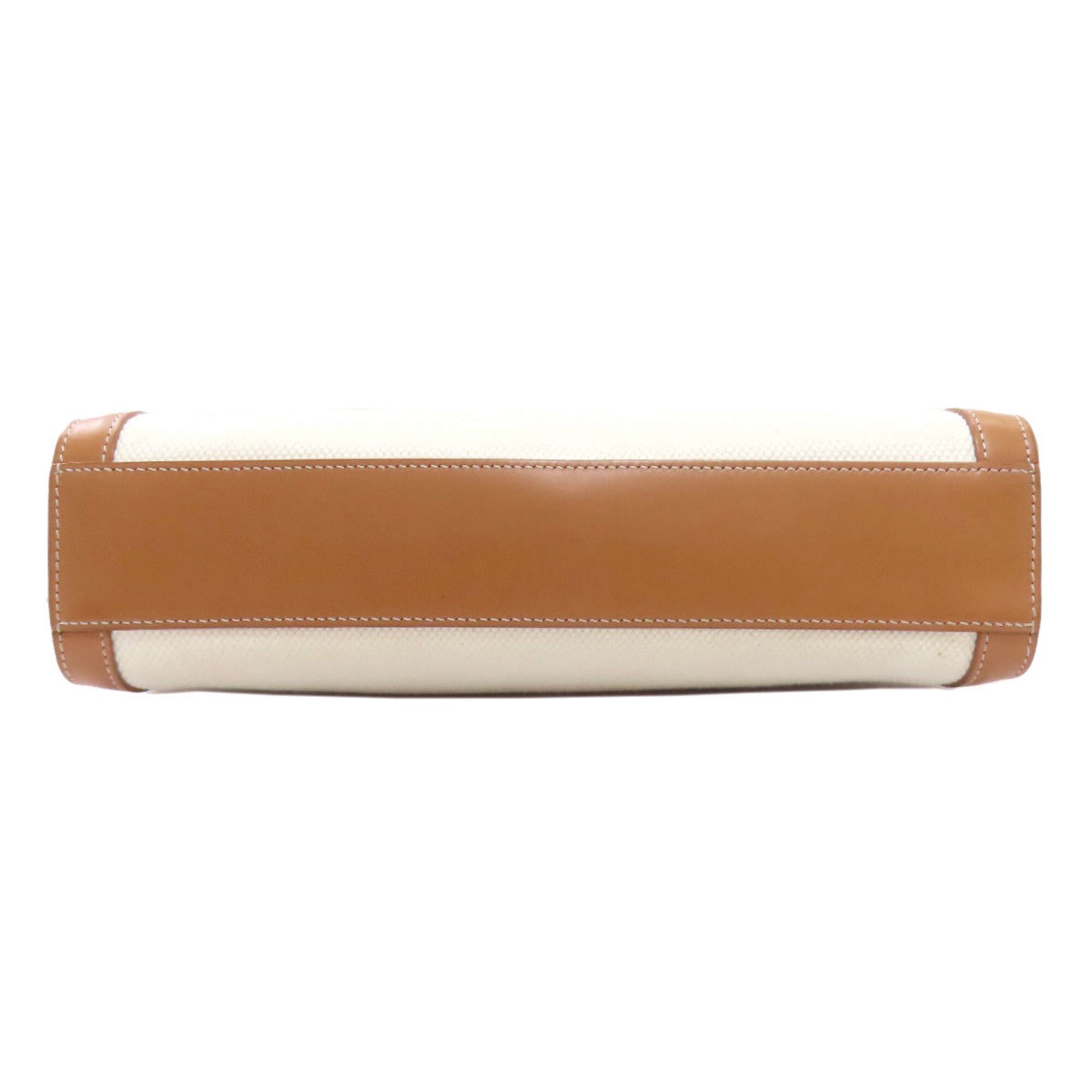 Celine Brown White Canvas Handbag (Pre-Owned)