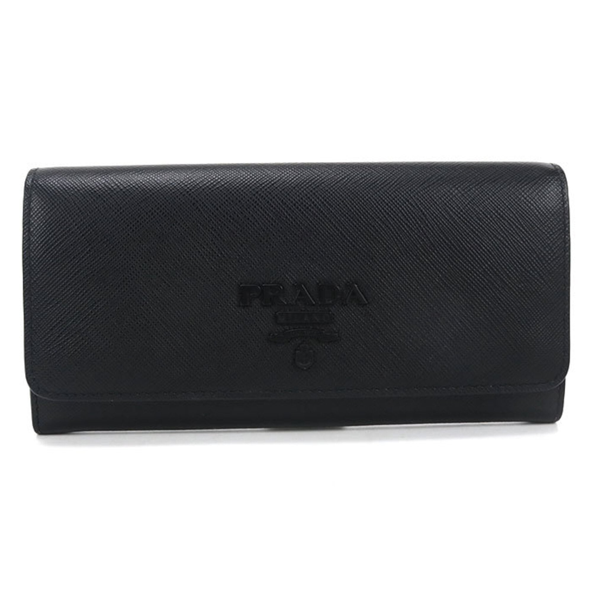 Prada Black Leather Long Wallet (Bi-Fold) (Pre-Owned)