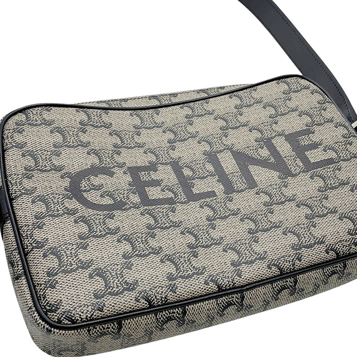 Celine Black Gray Pvc Leather Handbag Messenger Bag Shoulder Bag (Pre-Owned)
