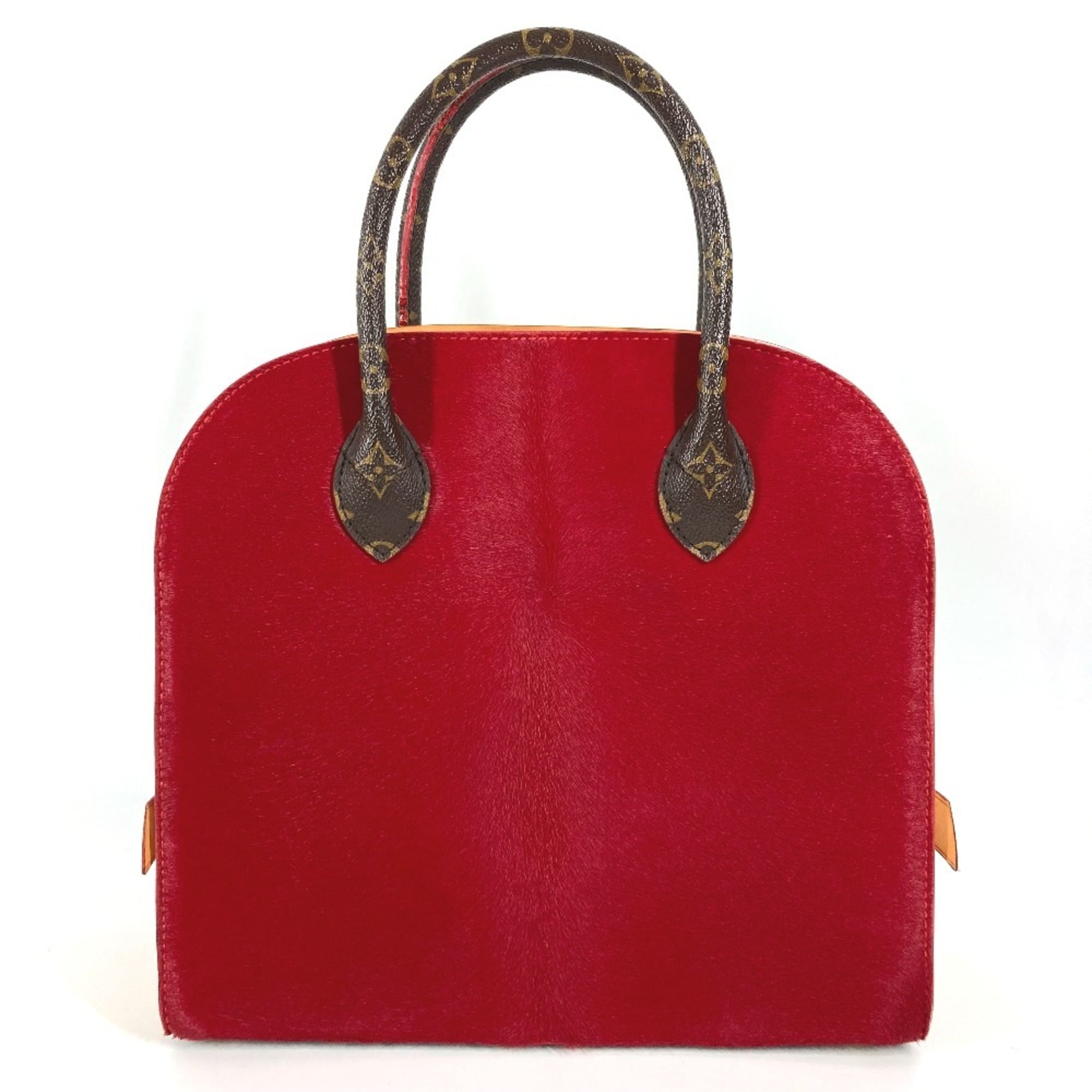 Louis Vuitton Brown Red Color Monogram Canvas Leather Handbag Tote Bag (Pre-Owned)