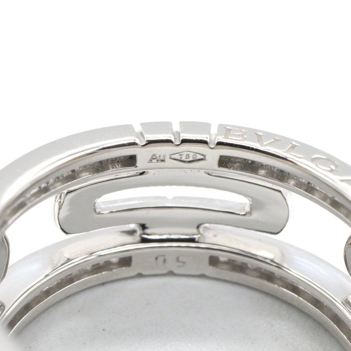 Bvlgari Silver Clear White Gold (18K) Band Ring (Pre-Owned)