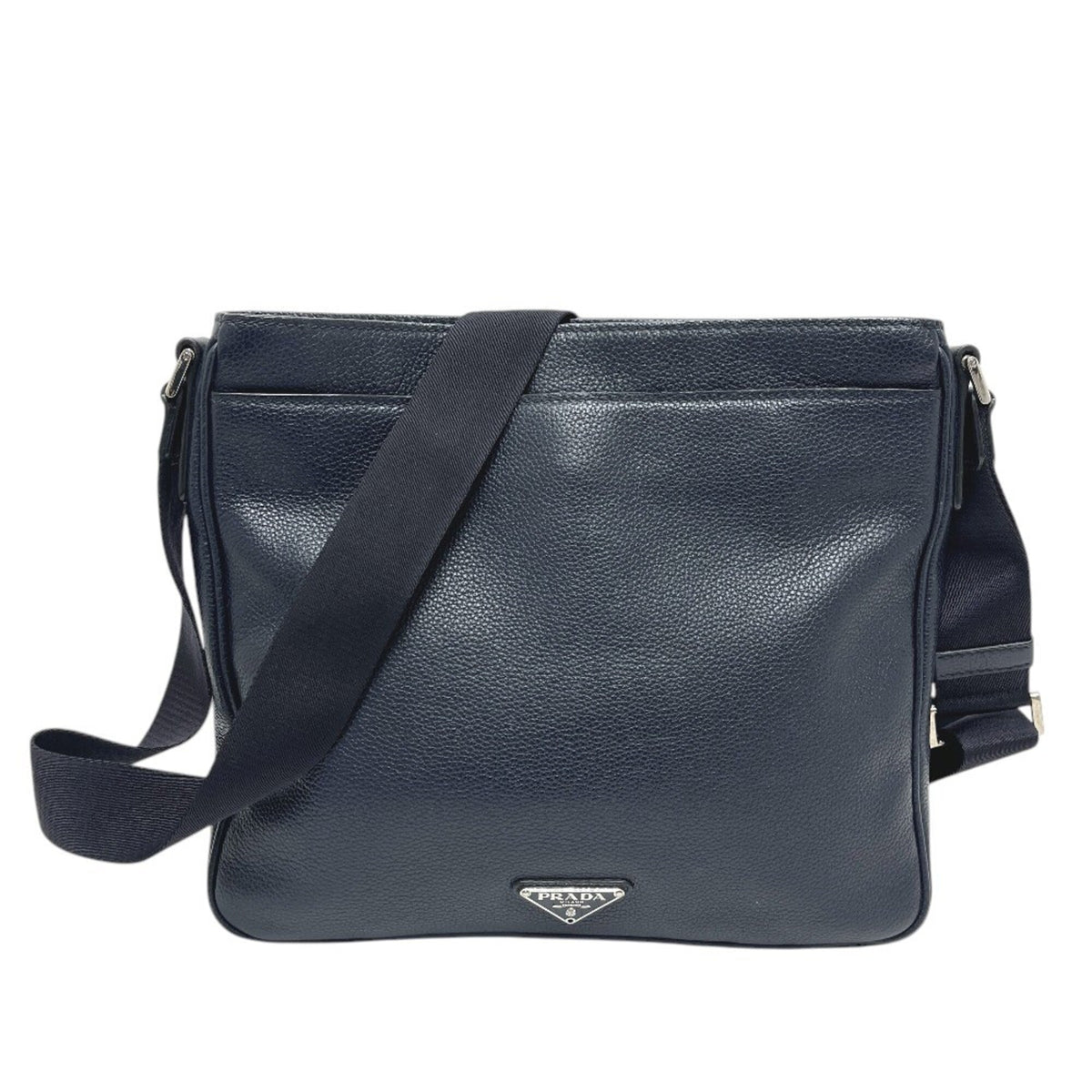 Prada Blue Leather Handbag Shoulder Bag (Pre-Owned)