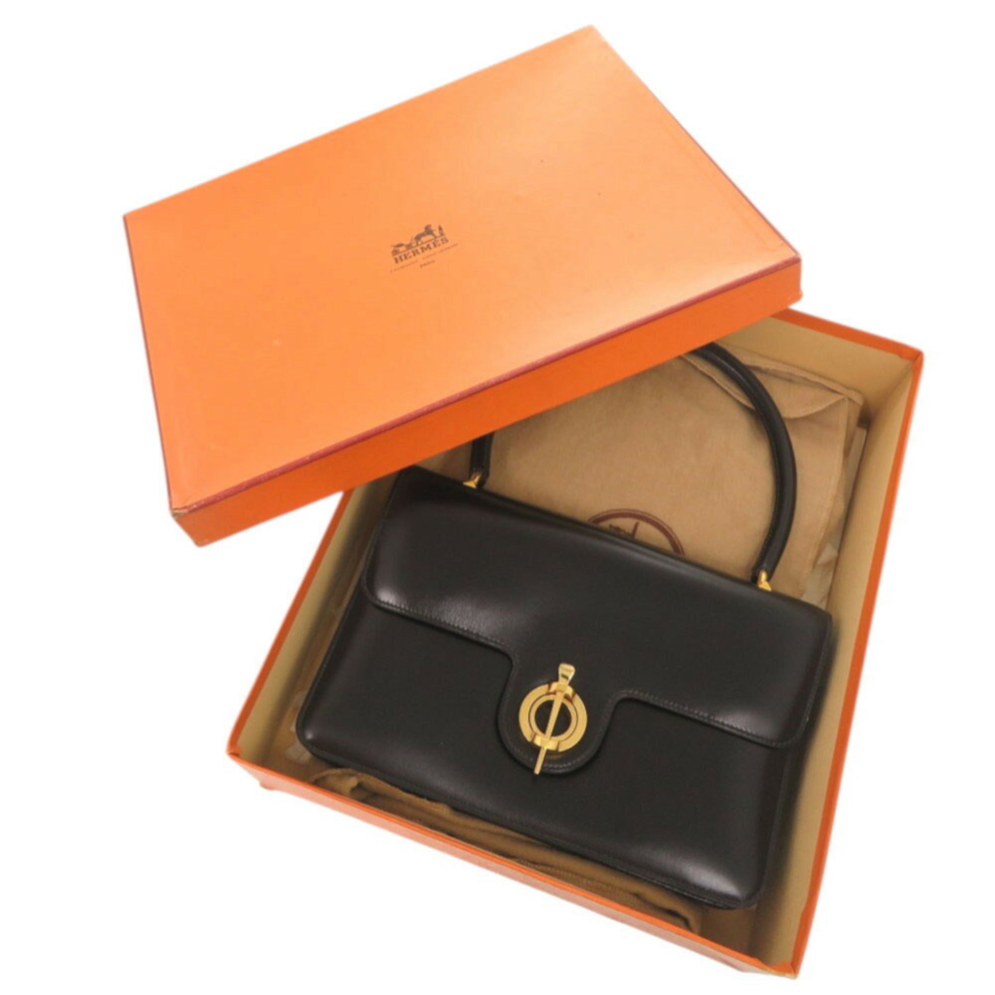 Hermes Black Leather Handbag (Pre-Owned)