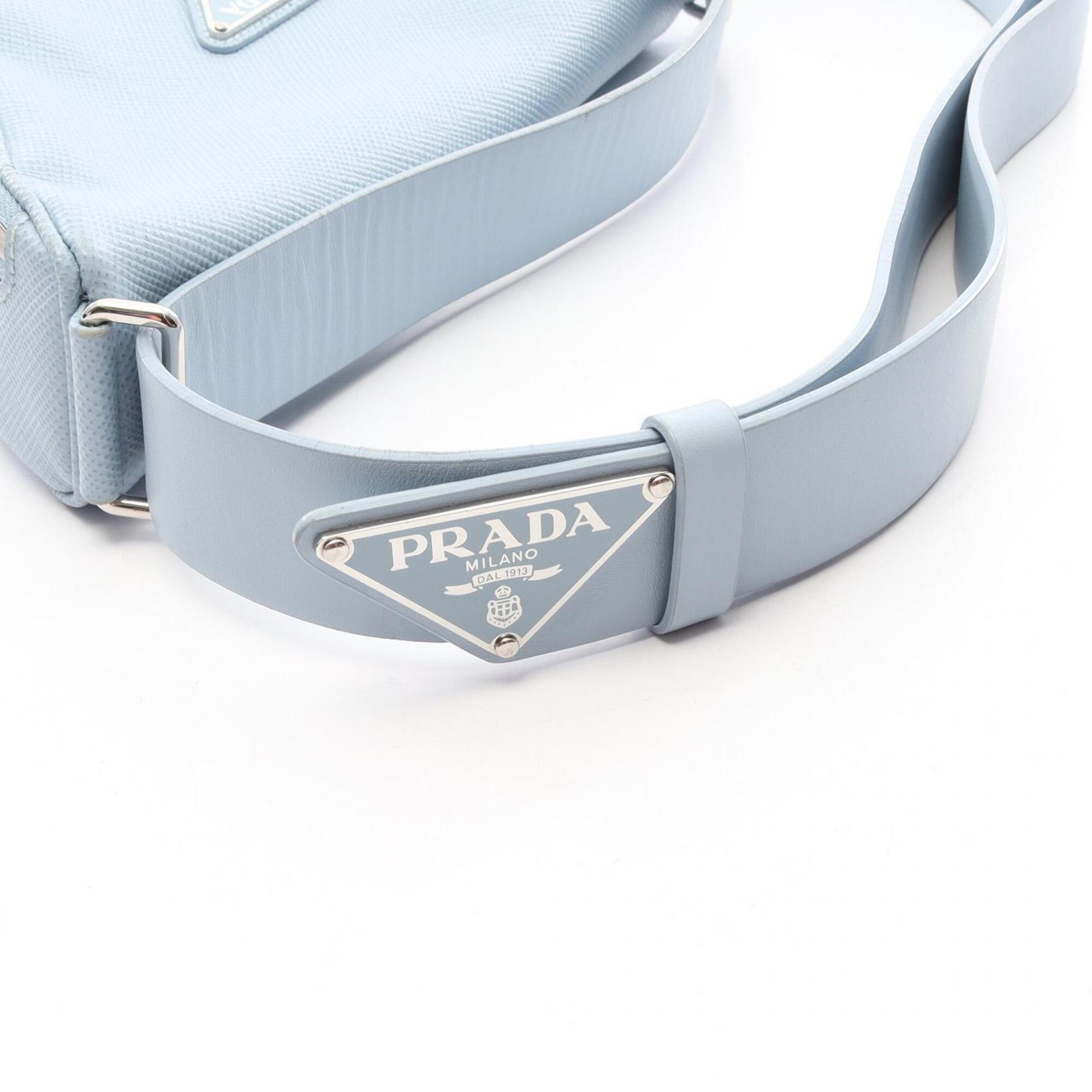 Prada Blue Leather Handbag Shoulder Bag (Pre-Owned)