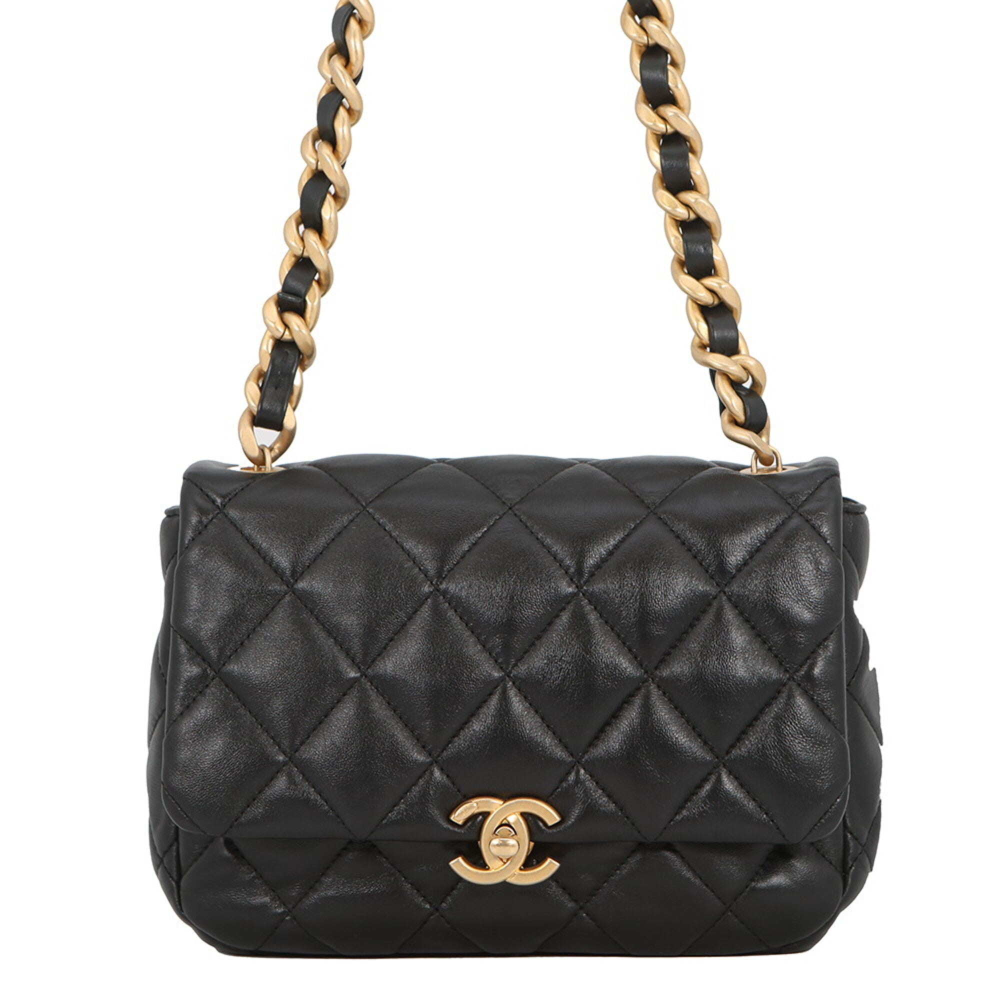 Chanel Black Leather Handbag Shoulder Bag (Pre-Owned)