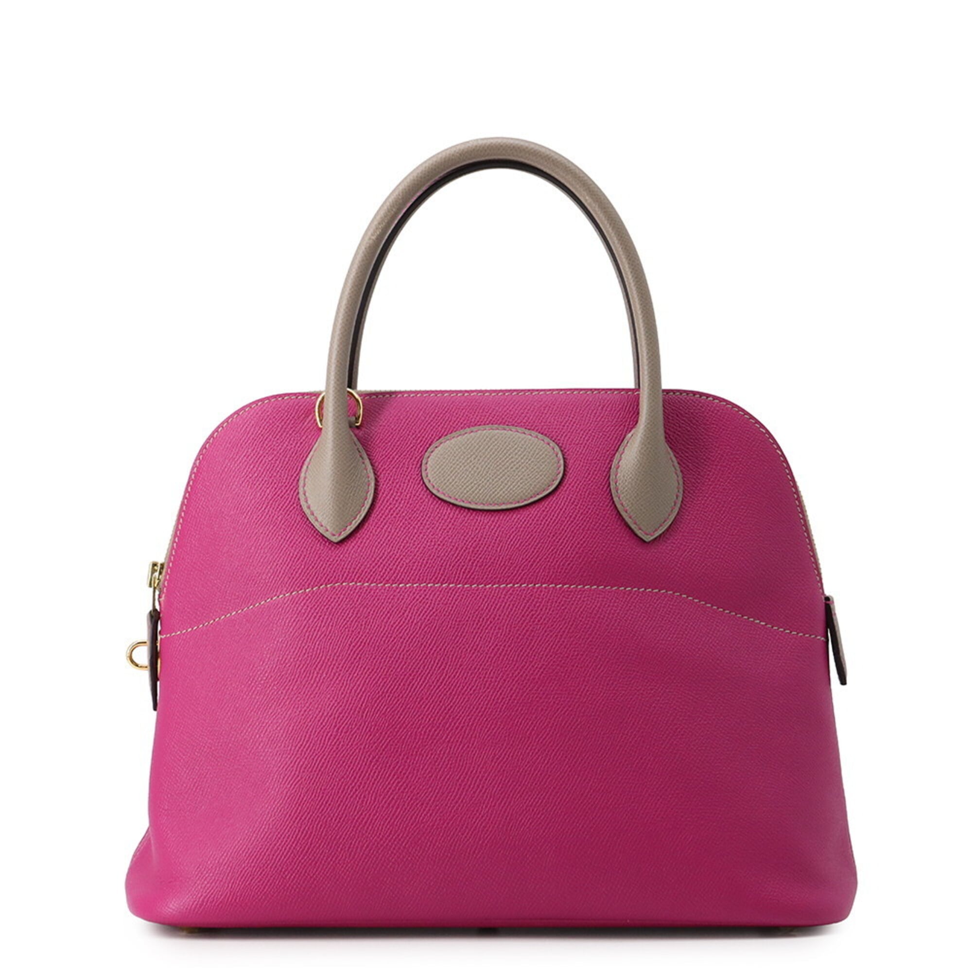 Hermes Bolide Etoupe Gray Rose Purple Epsom Leather Handbag Shoulder Bag (Pre-Owned)