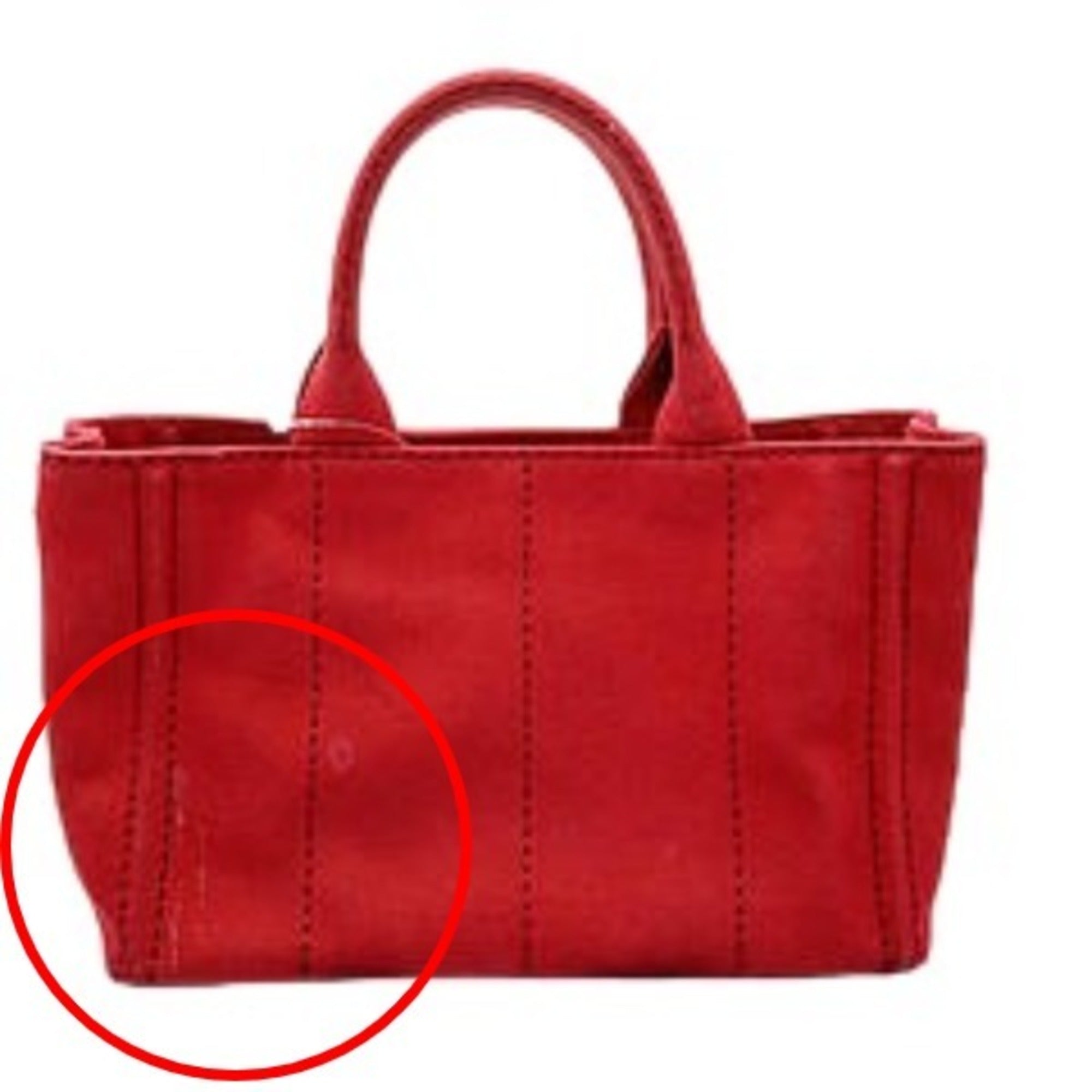 Prada Red Color Denim Tote Bag (Pre-Owned)