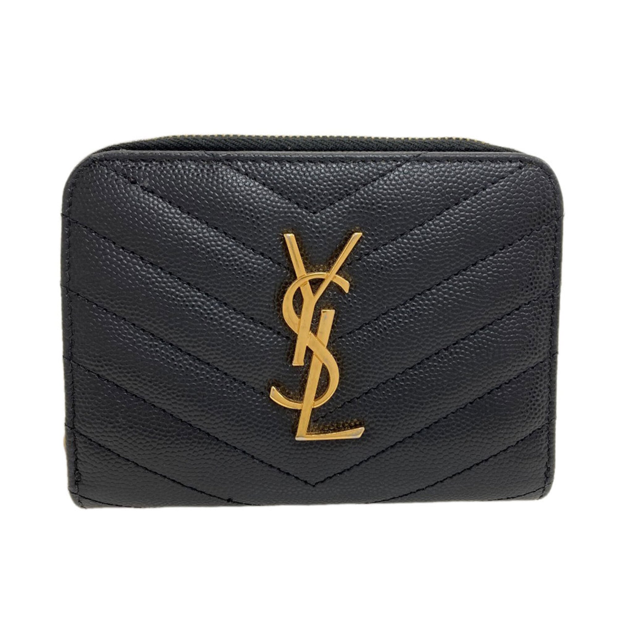 Yves Saint Laurent Black Leather Wallet (Bi-Fold) (Pre-Owned)