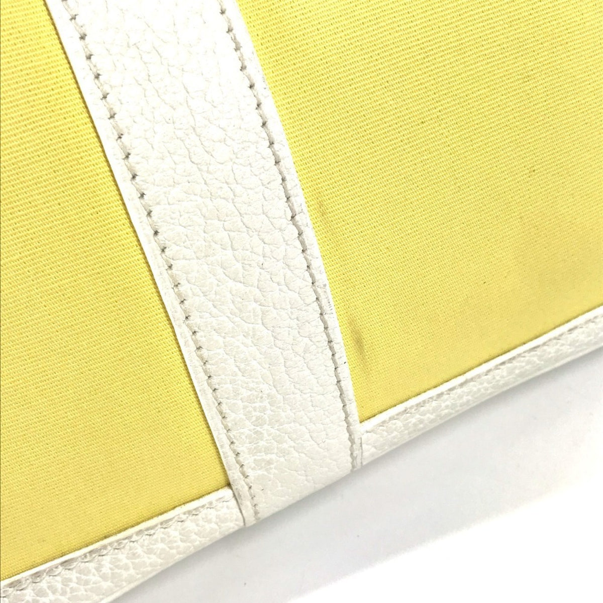 Hermes White Yellow Toile H Handbag Tote Bag (Pre-Owned)