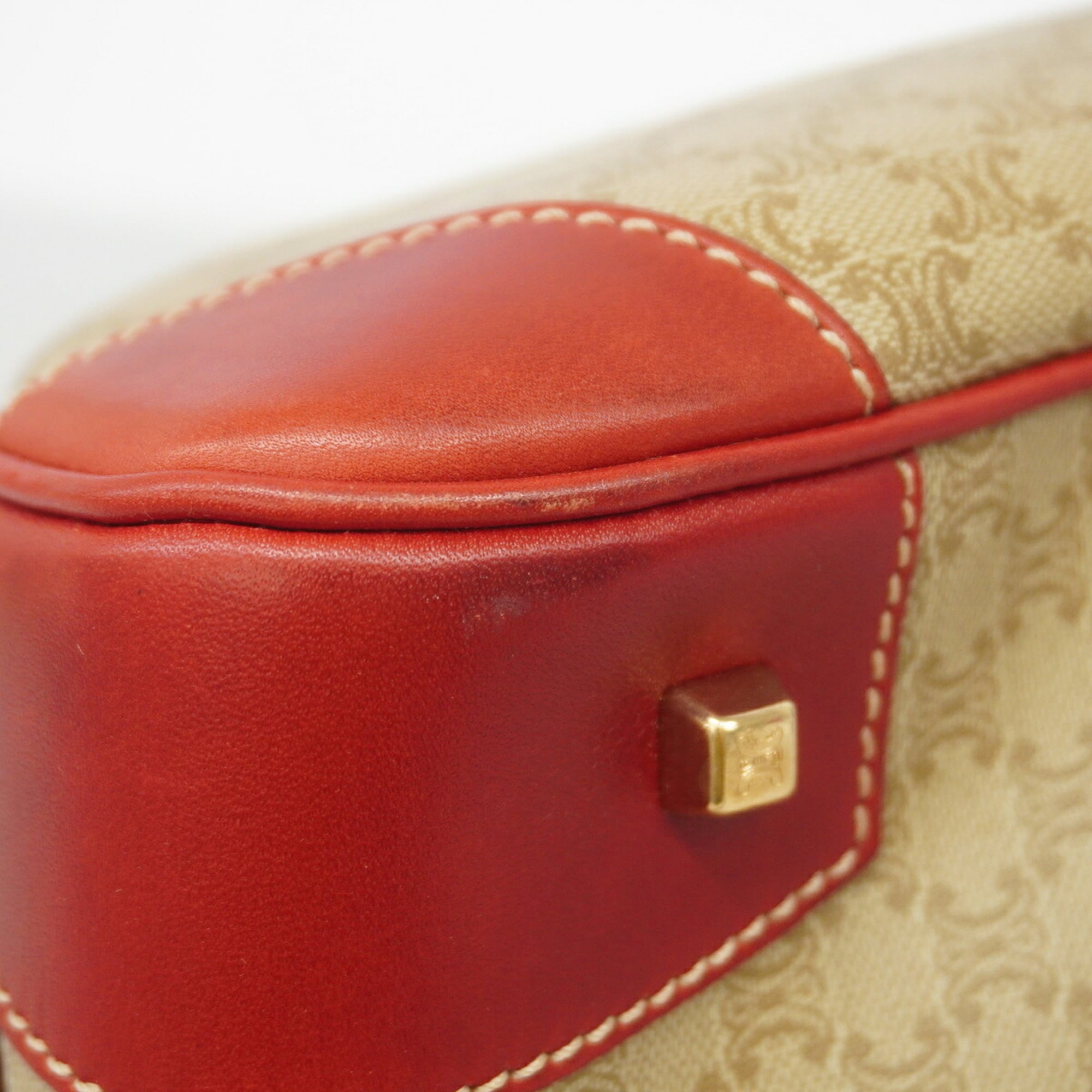 Celine Beige Red Color Pvc Handbag (Pre-Owned)