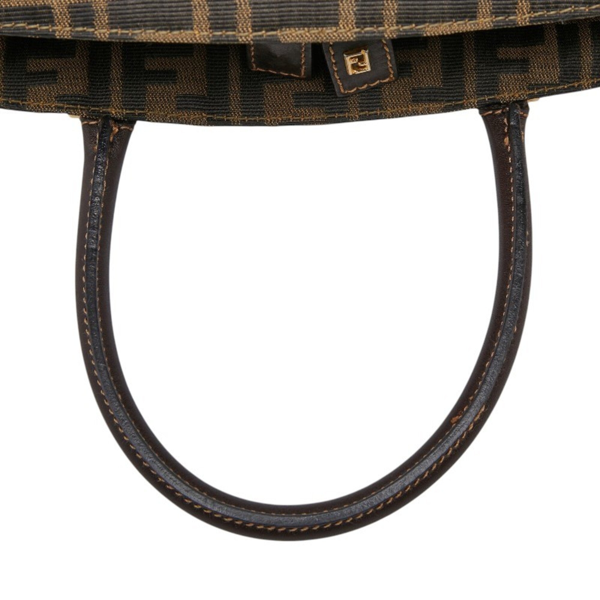 Fendi Beige Black Canvas Handbag (Pre-Owned)