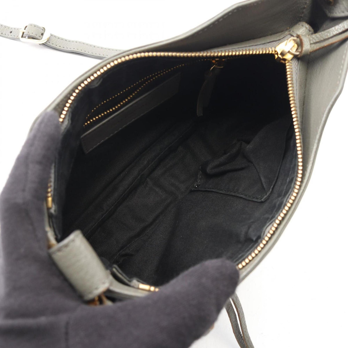 Balenciaga Gray Metallic Leather Handbag Shoulder Bag (Pre-Owned)
