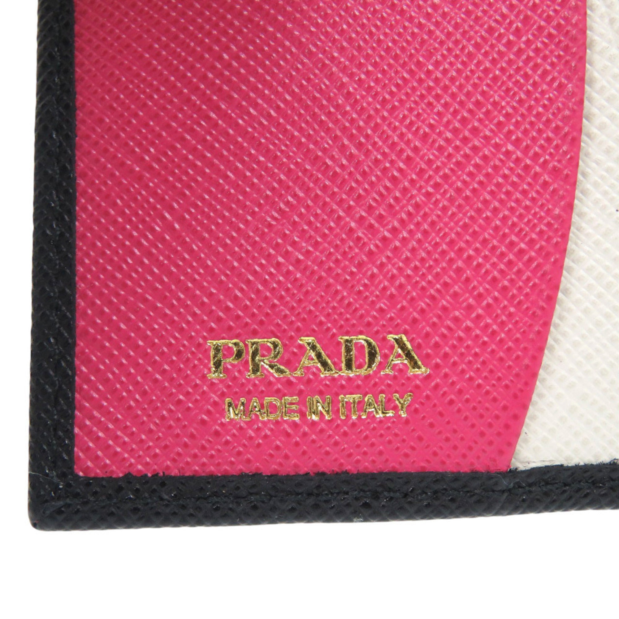 Prada Black Nero Pink Leather Wallet (Bi-Fold) (Pre-Owned)