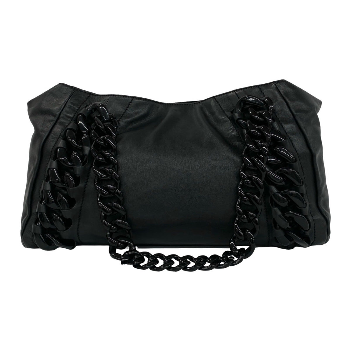 Chanel Black Leather Plastic Handbag Tote Bag (Pre-Owned)