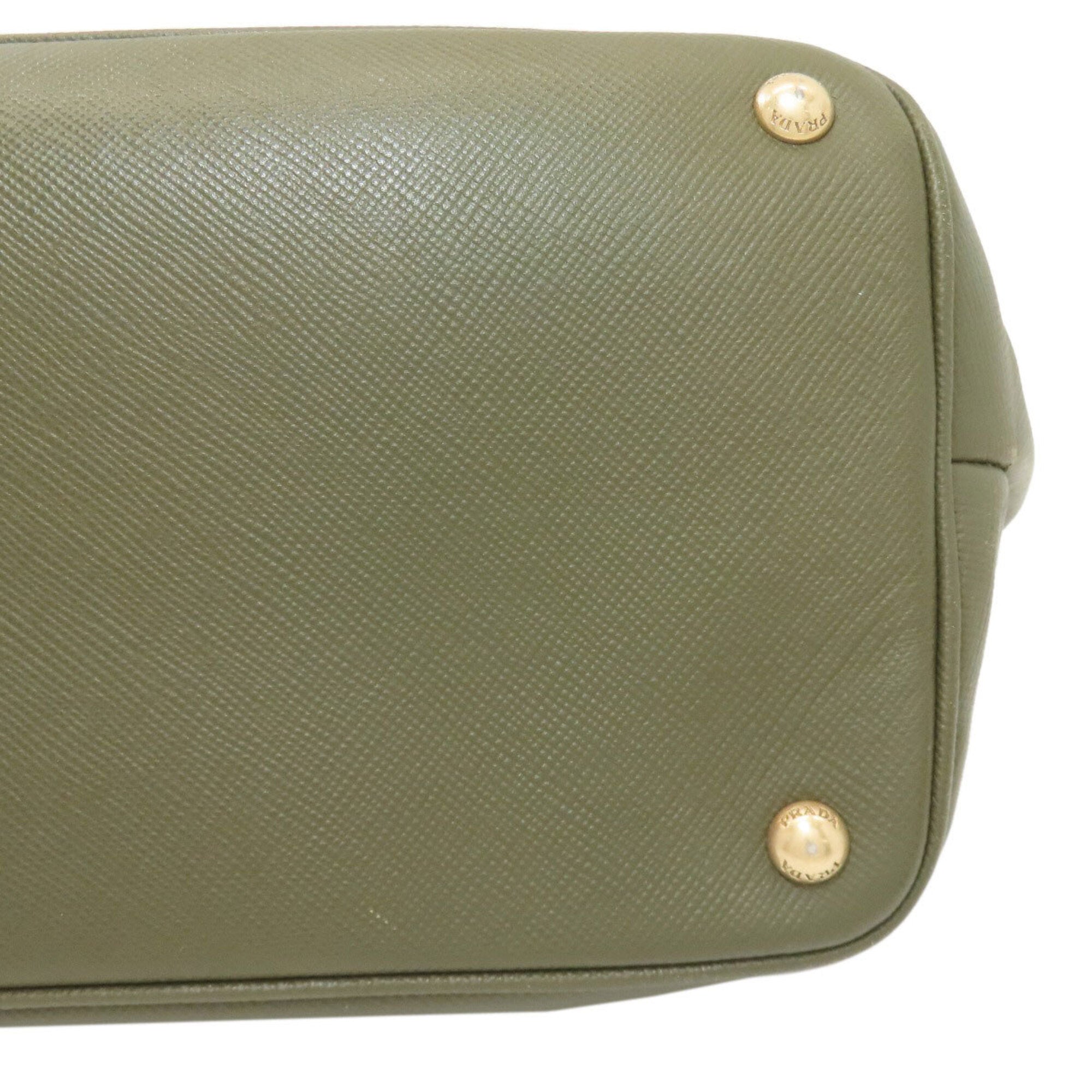 Prada Saffiano Green Saffiano Handbag (Pre-Owned)