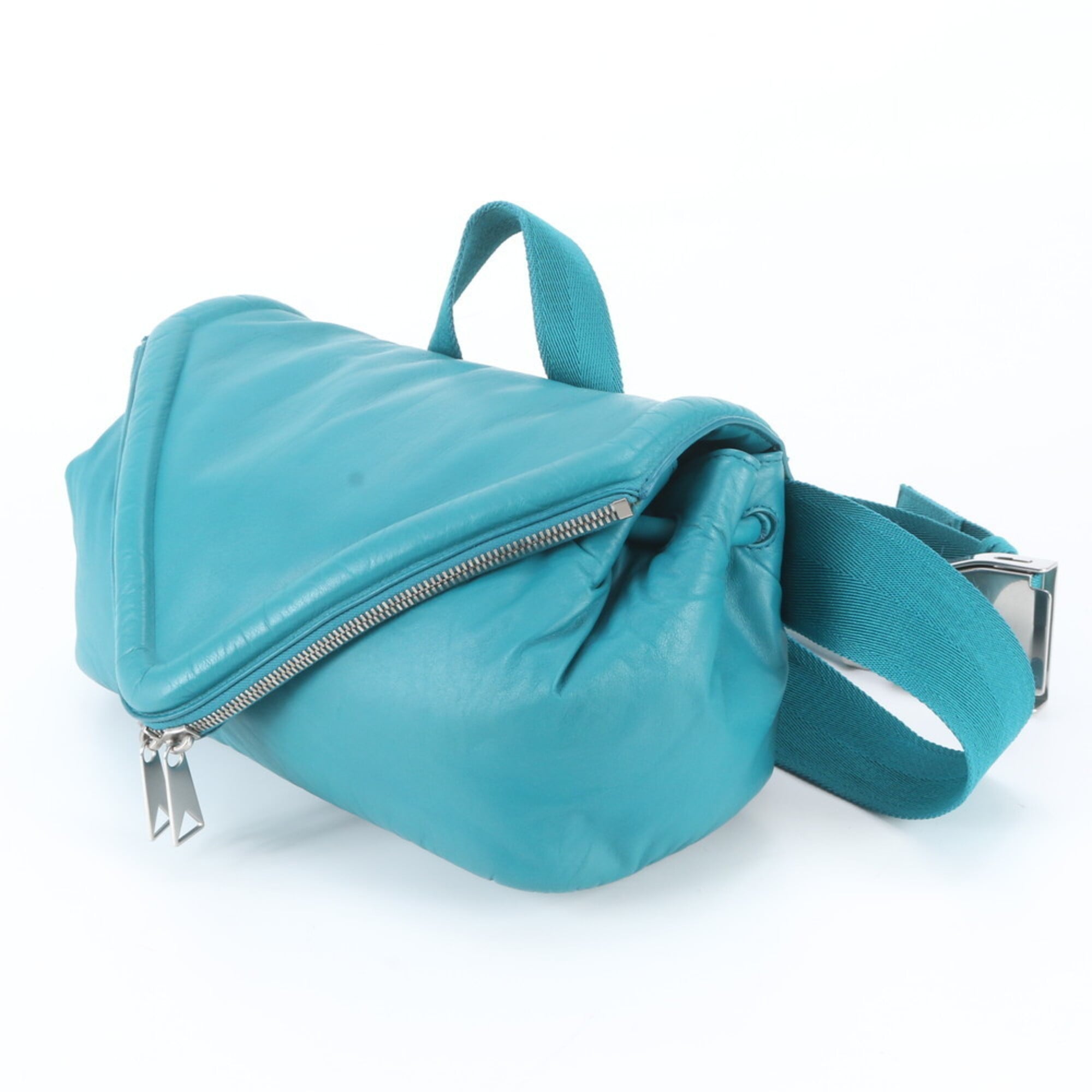 Bottega Veneta Blue Turquoise Leather Pouch Shoulder Bag Sling Bag (Pre-Owned)