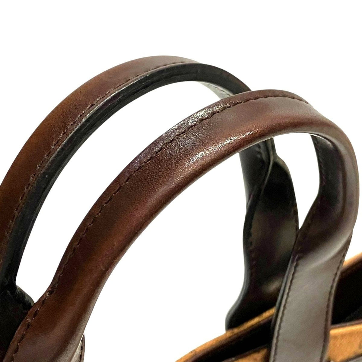 Gucci Beige Brown Leather Gg Canvas Handbag (Pre-Owned)