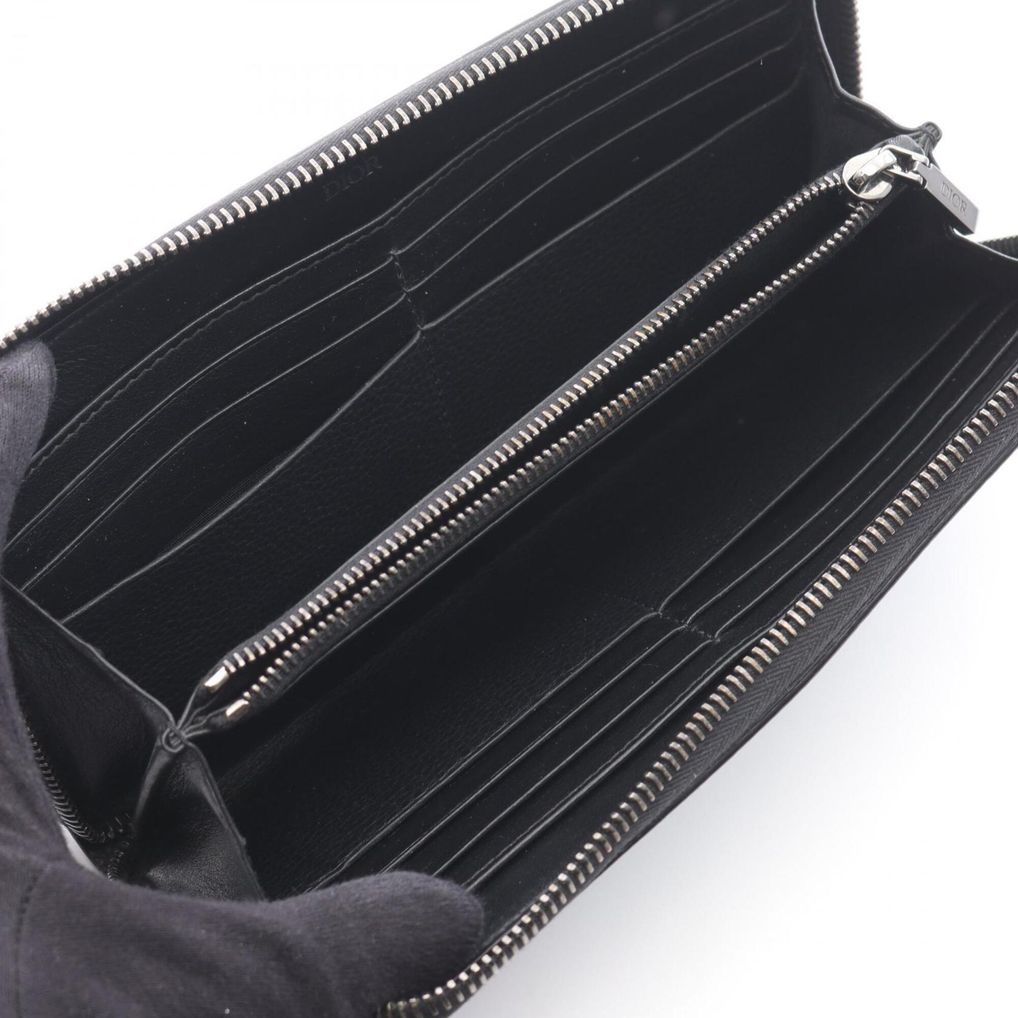 Christian Dior Black Leather Long Wallet (Bi-Fold) (Pre-Owned)