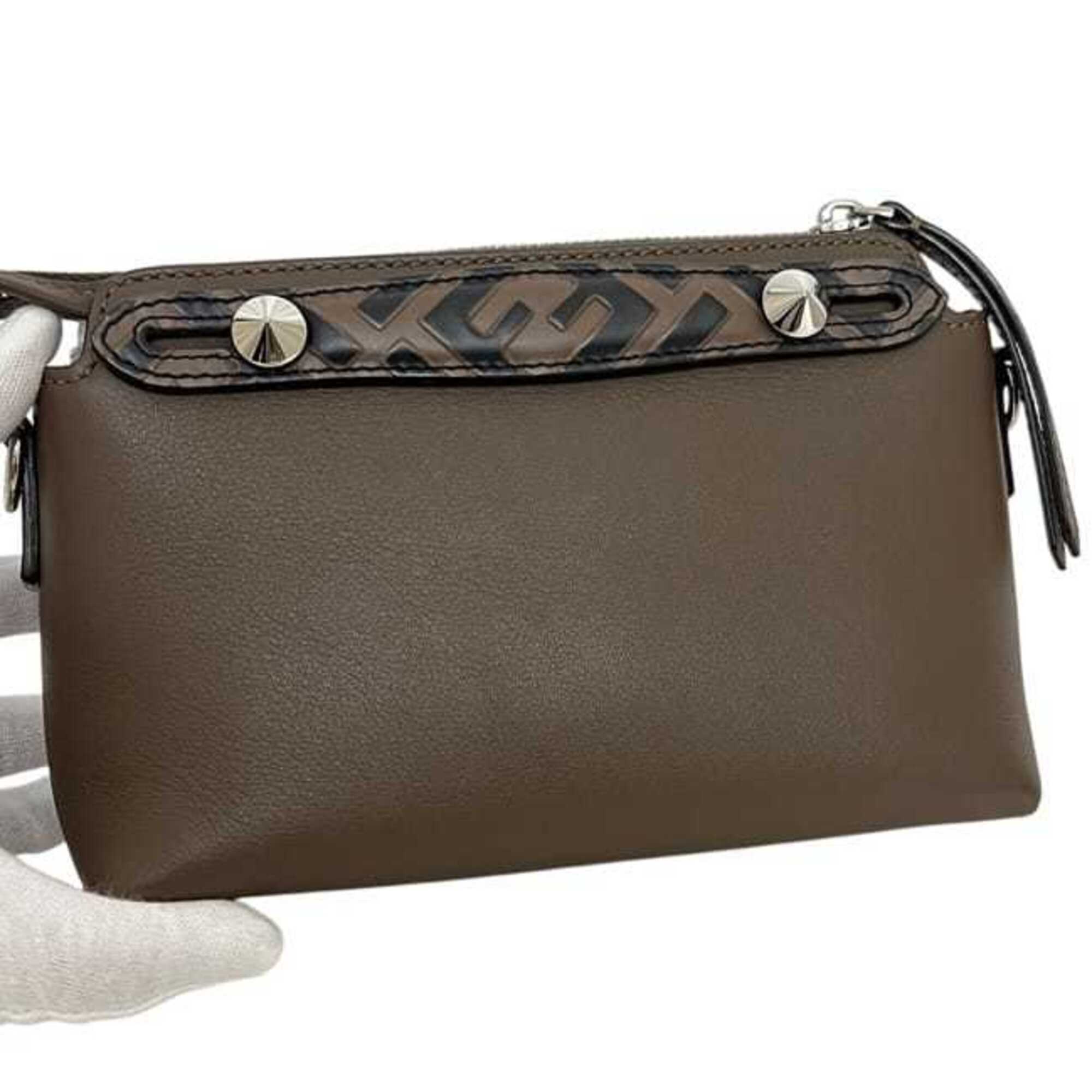 Fendi Beige Brown Leather Shoulder Bag (Pre-Owned)