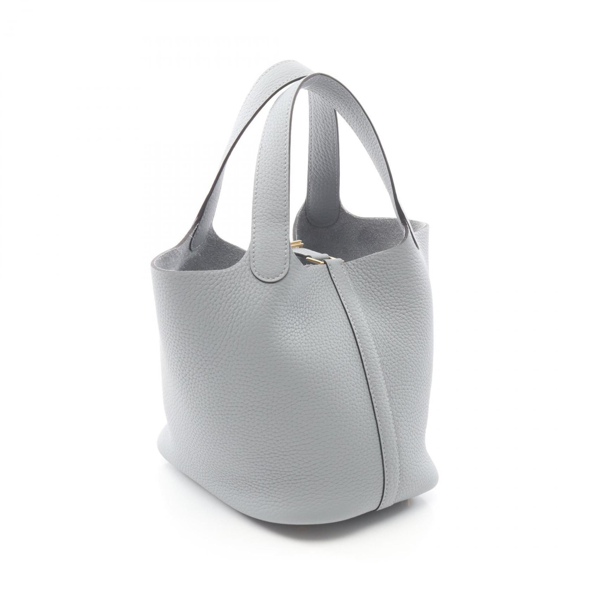 Hermes Picotin Gray Taurillon Clemence Leather Handbag (Pre-Owned)