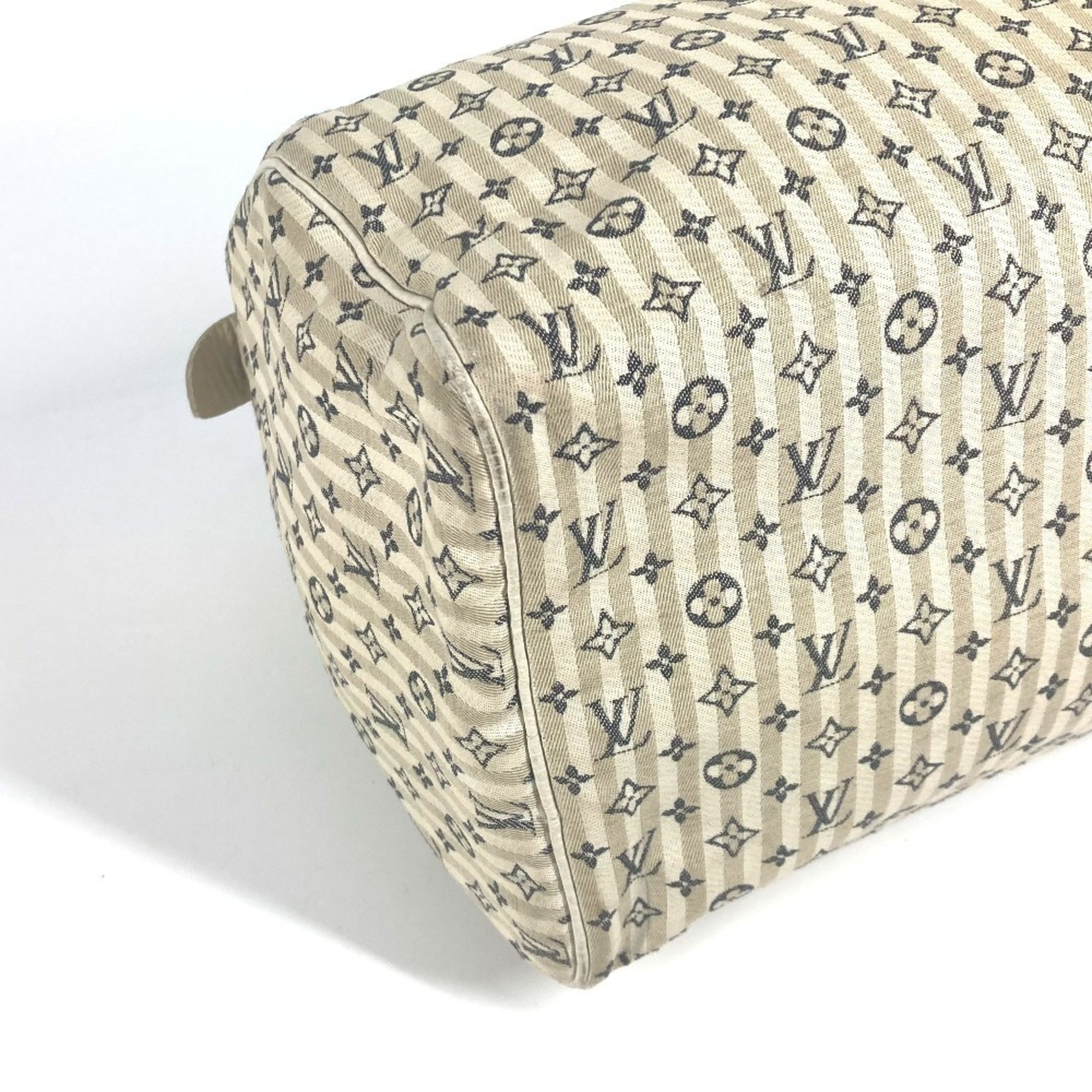 Louis Vuitton Monogram Mini Lin Navy White Monogram Mini Lin Boston Bag Handbag (Pre-Owned)