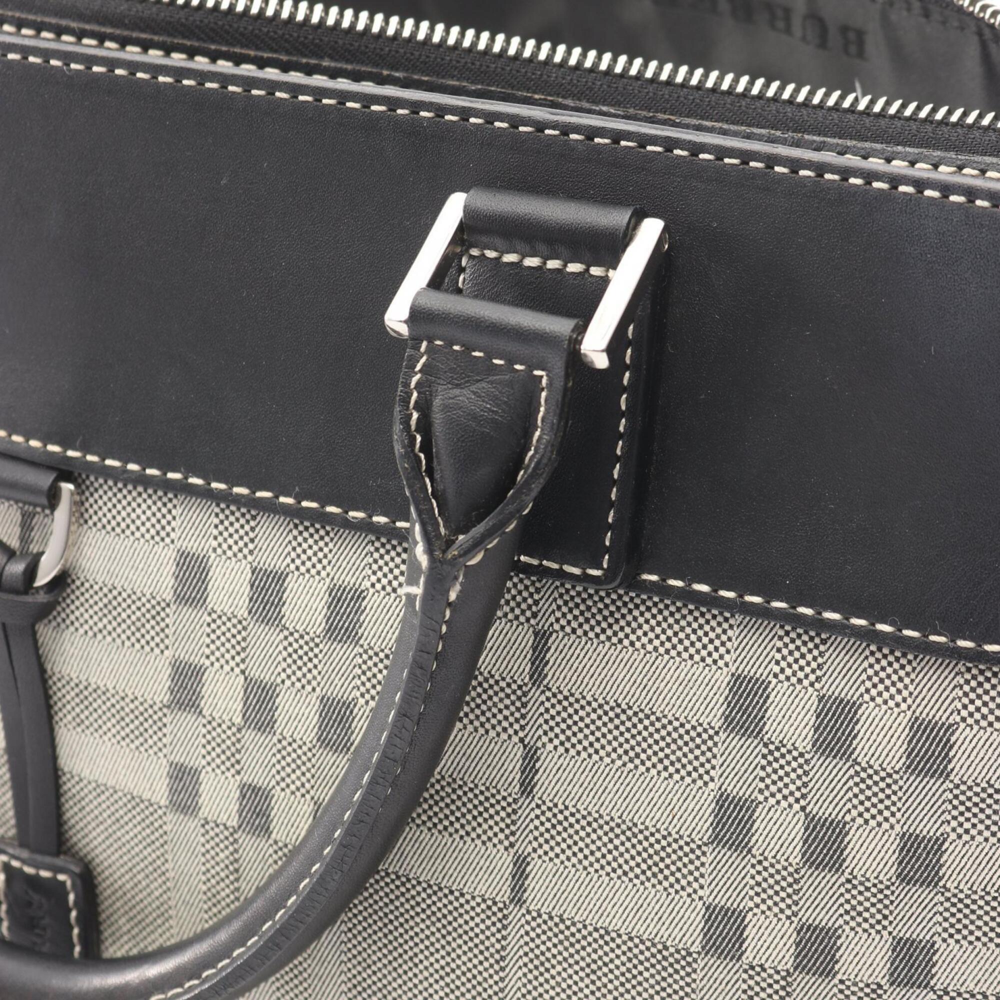 Burberry Black Ivory Canvas Leather Handbag (Pre-Owned)