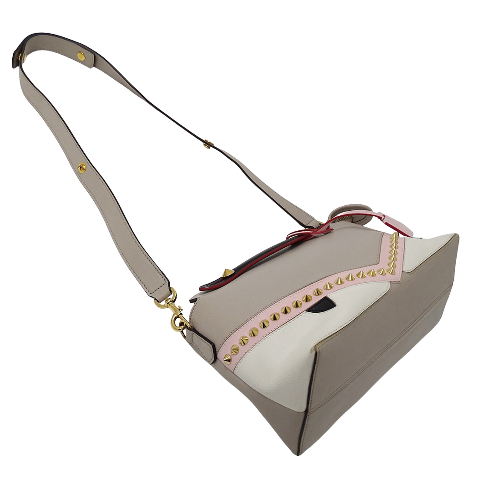 Fendi Beige Grayish Leather Handbag Shoulder Bag (Pre-Owned)