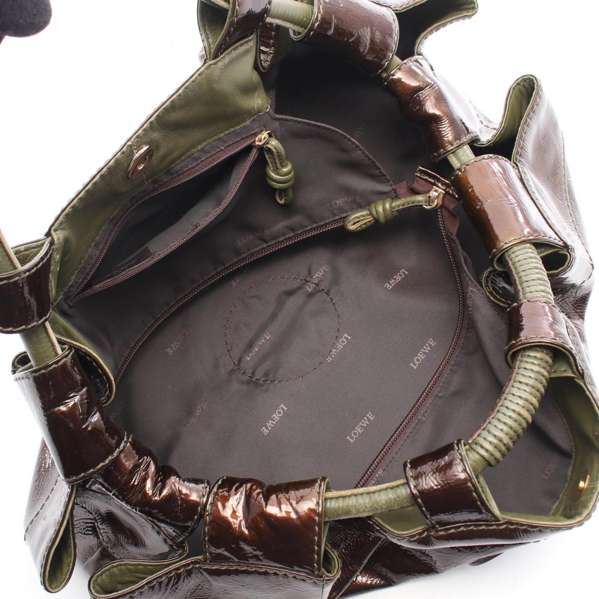 Loewe Brown Khaki Coated Canvas Leather Handbag (Pre-Owned)