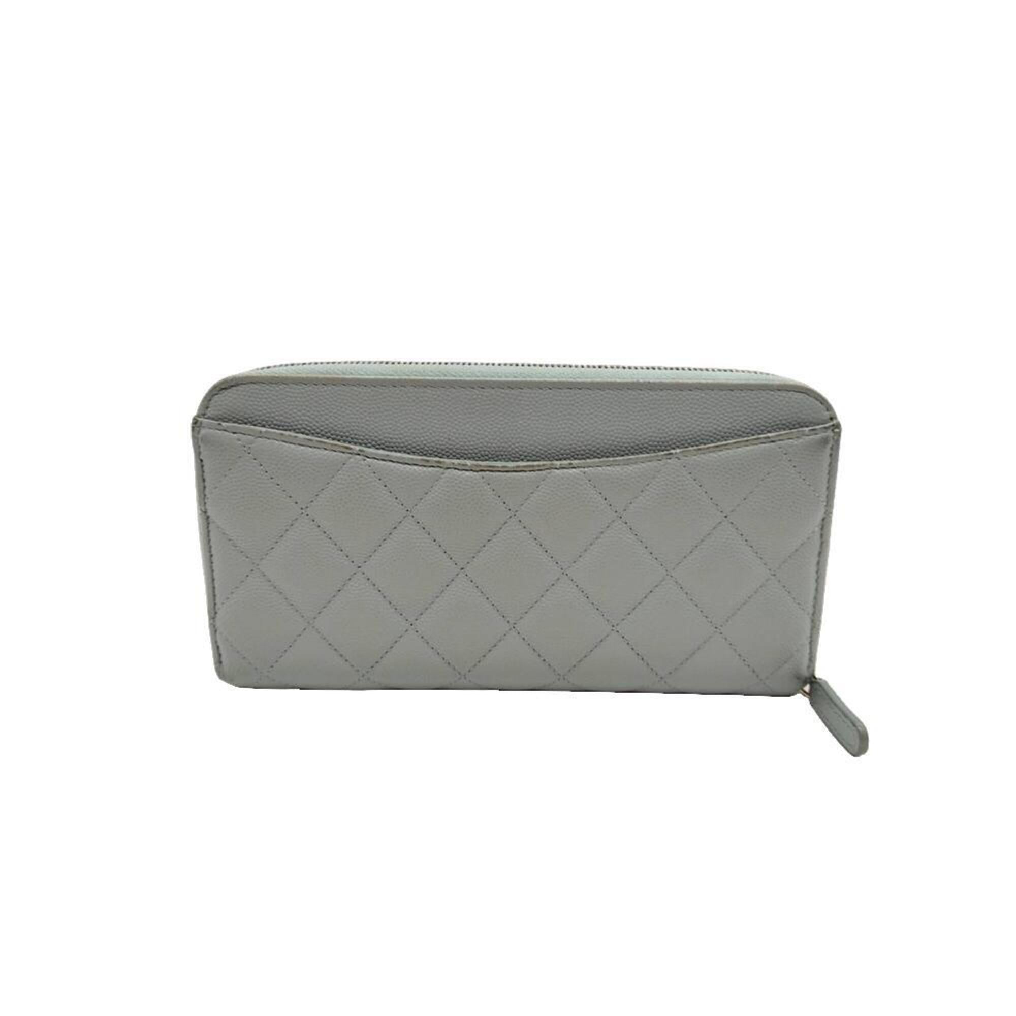 Chanel Matelasse Blue Grained Calfskin Long Wallet (Bi-Fold) (Pre-Owned)