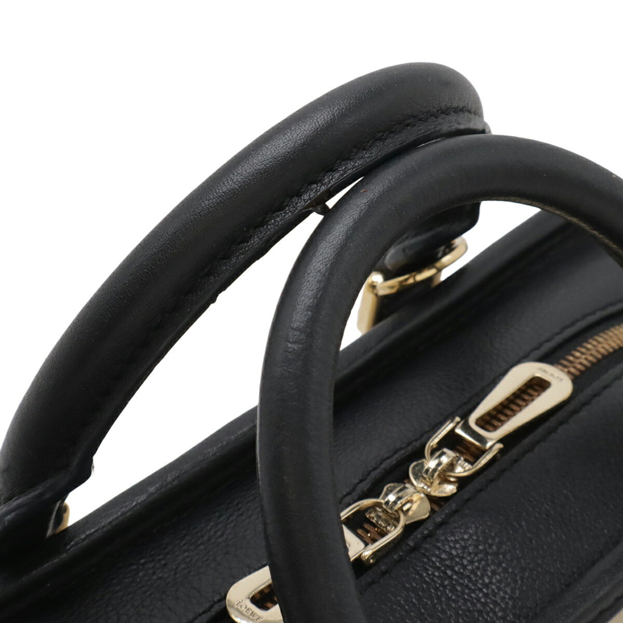 Loewe Black Grayish Leather Handbag Shoulder Bag (Pre-Owned)