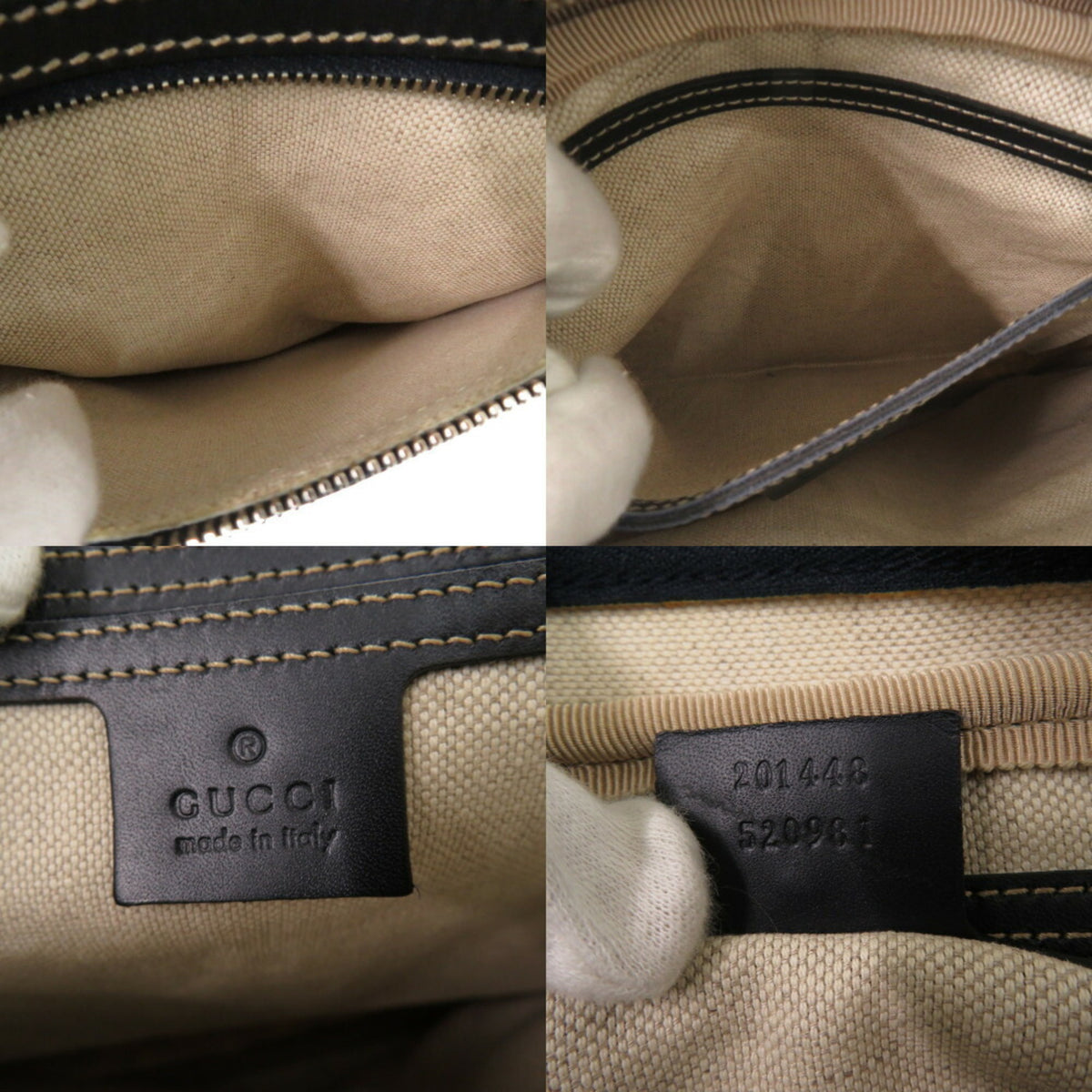 Gucci Beige Navy Gg Supreme Shoulder Bag (Pre-Owned)