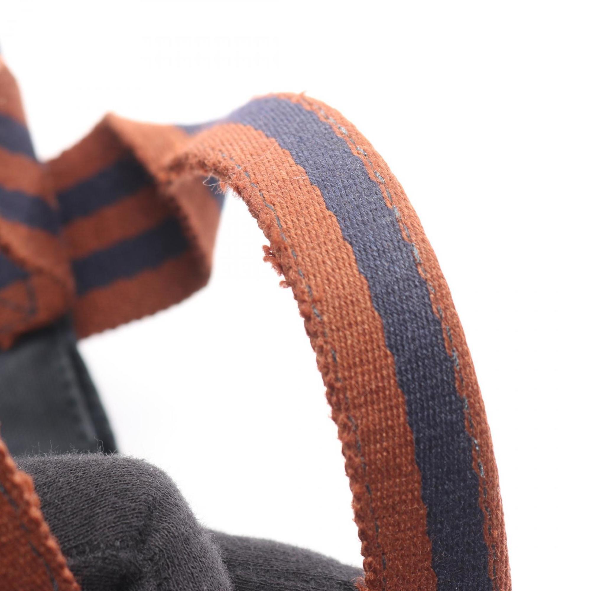Hermes Brown Navy Canvas Tote Bag (Pre-Owned)