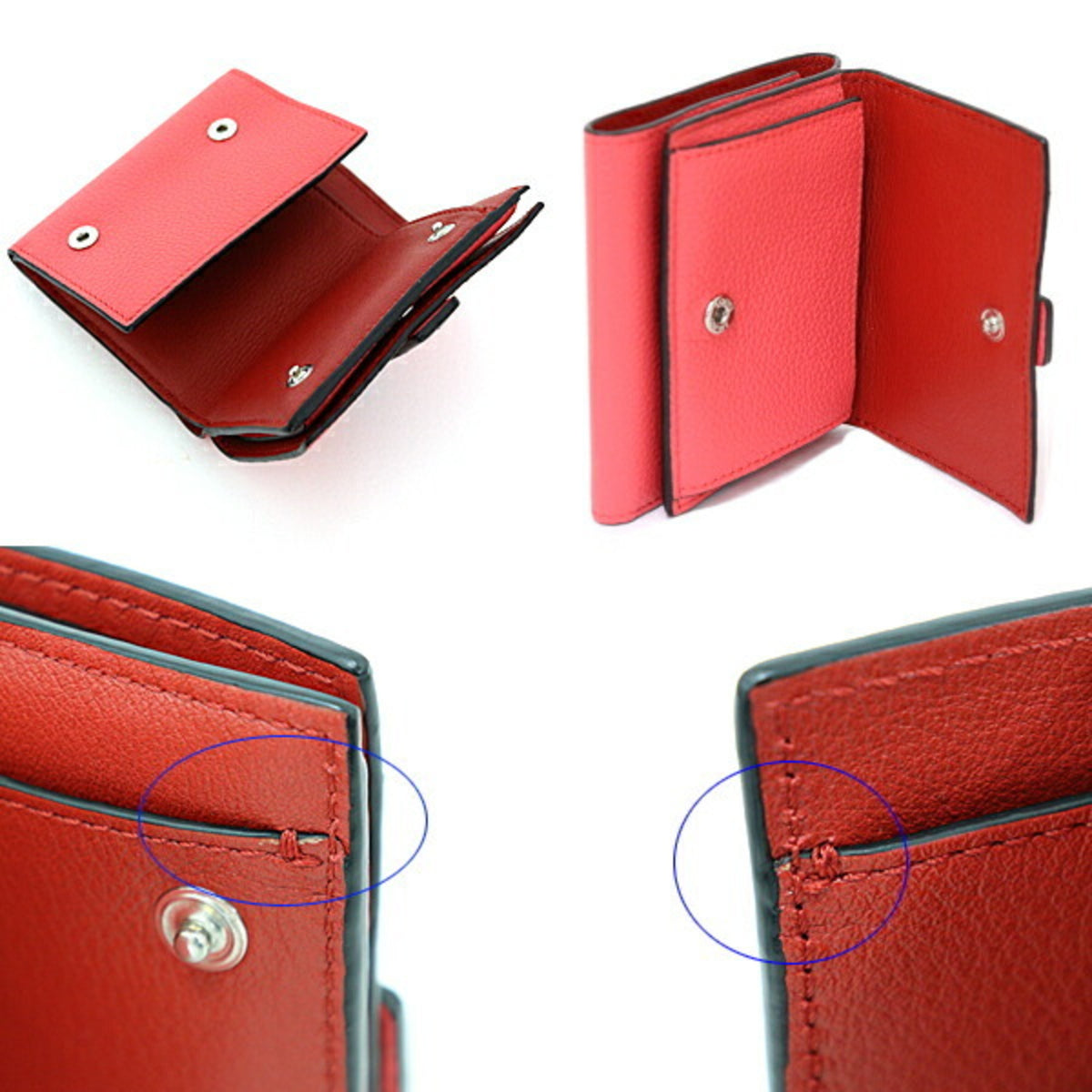 Loewe Pink Red Color Leather Wallet (Tri-Fold) (Pre-Owned)