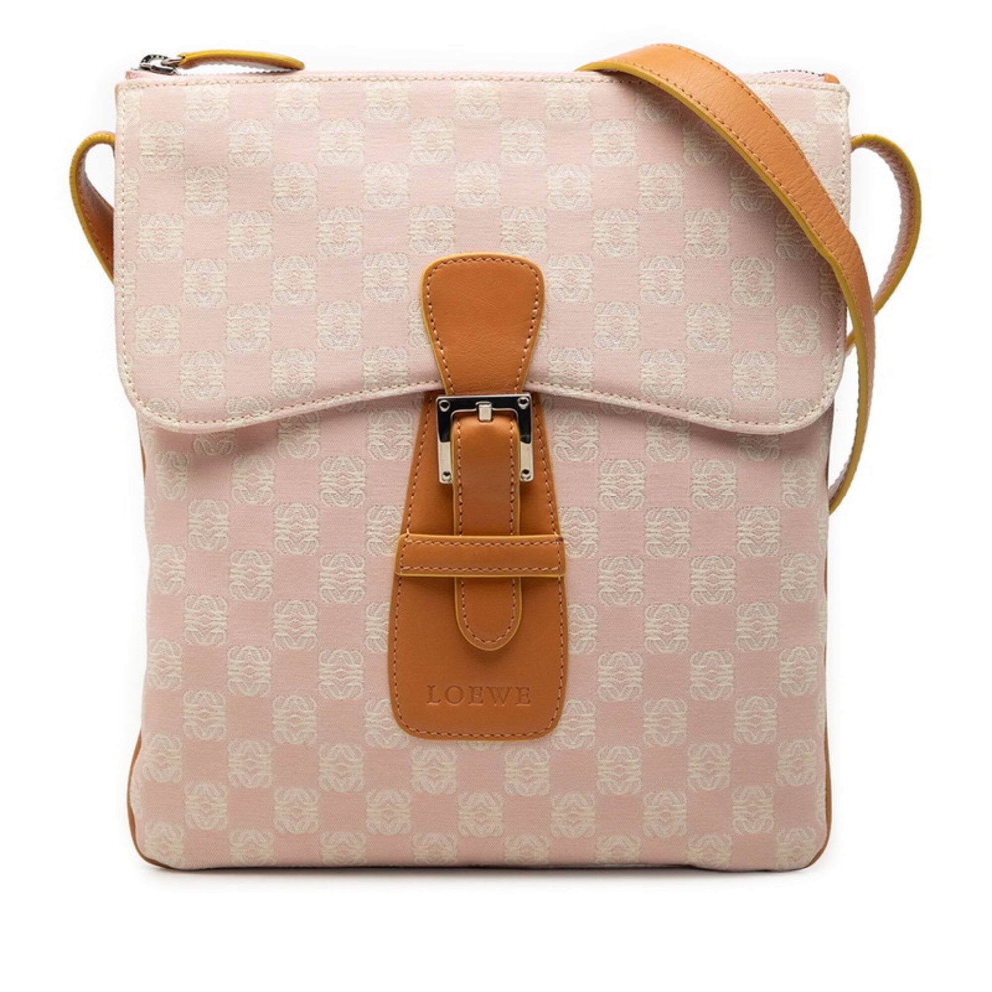 Loewe Brown Pink Canvas Leather Shoulder Bag (Pre-Owned)