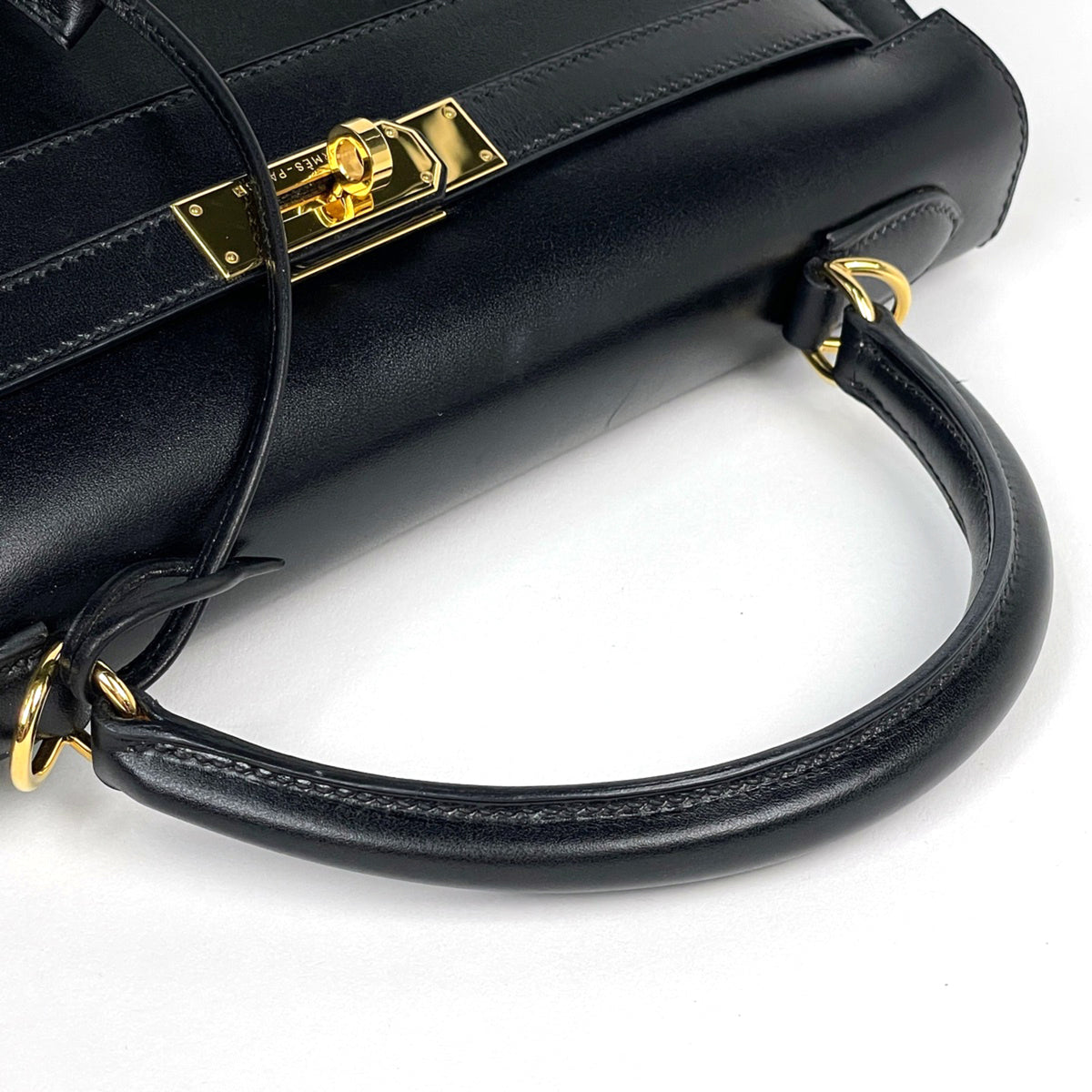 Hermes Kelly Black Box Calf Leather Handbag (Pre-Owned)