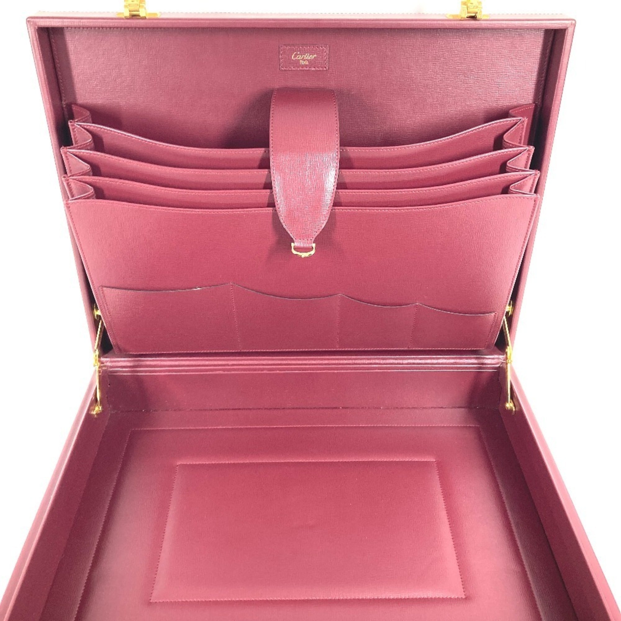 Cartier Wine Red Leather Handbag (Pre-Owned)