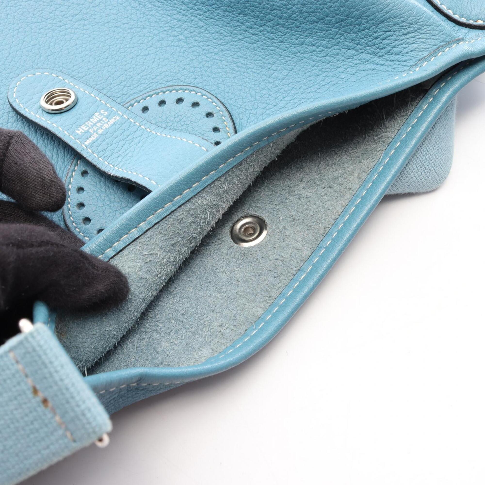Hermes Blue Blue Jean Fjord Leather Leather Handbag Shoulder Bag (Pre-Owned)