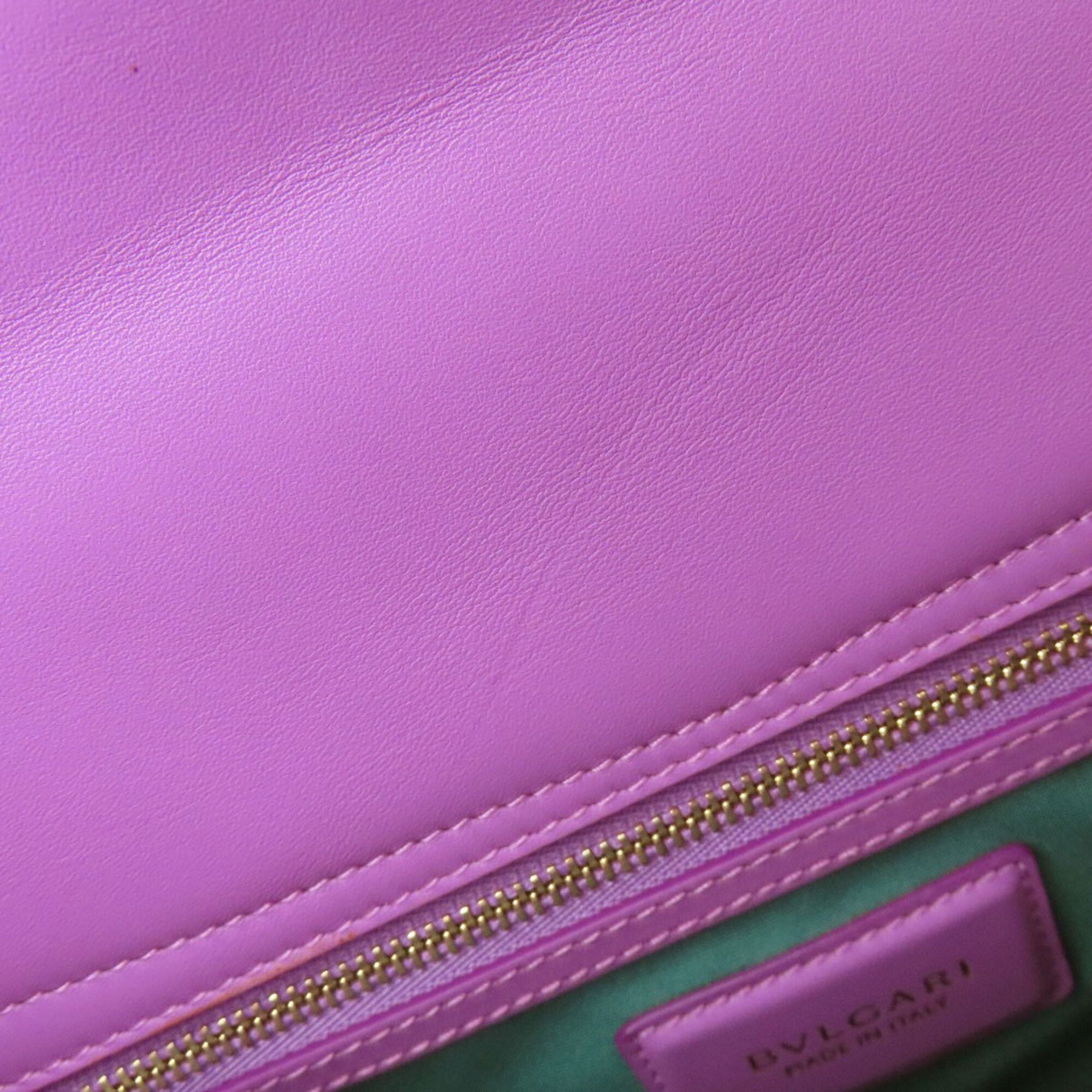 Bvlgari Pink Purple Leather Tote Bag (Pre-Owned)