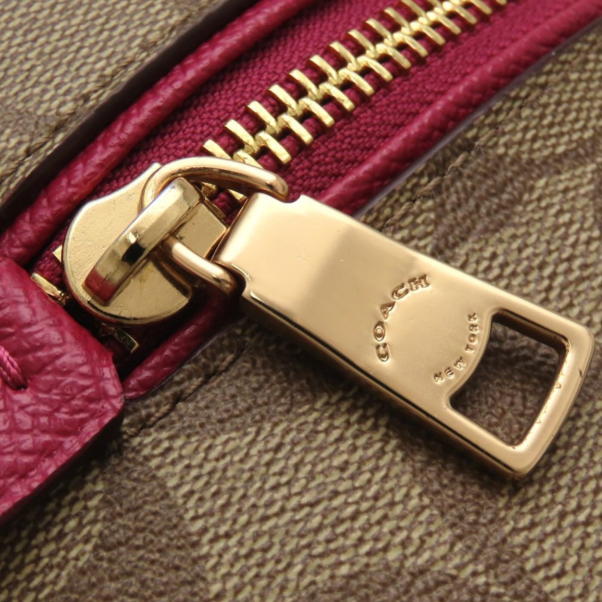 Coach Beige Pink Canvas Leather Backpack (Pre-Owned)