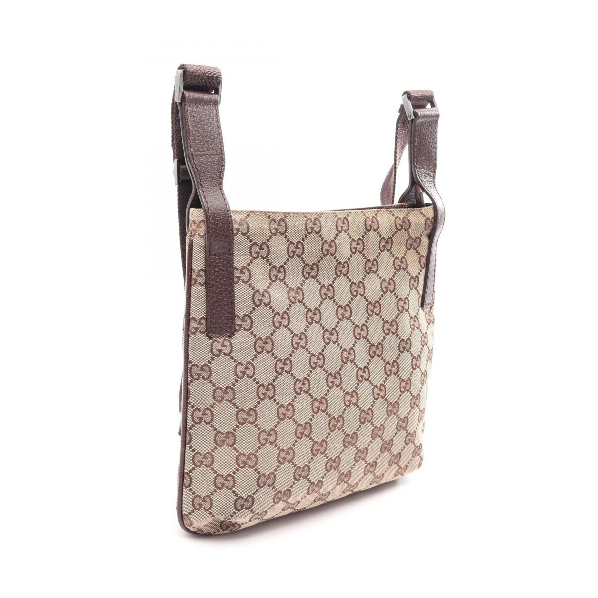 Gucci Beige Brown Gg Canvas Leather Handbag Shoulder Bag (Pre-Owned)